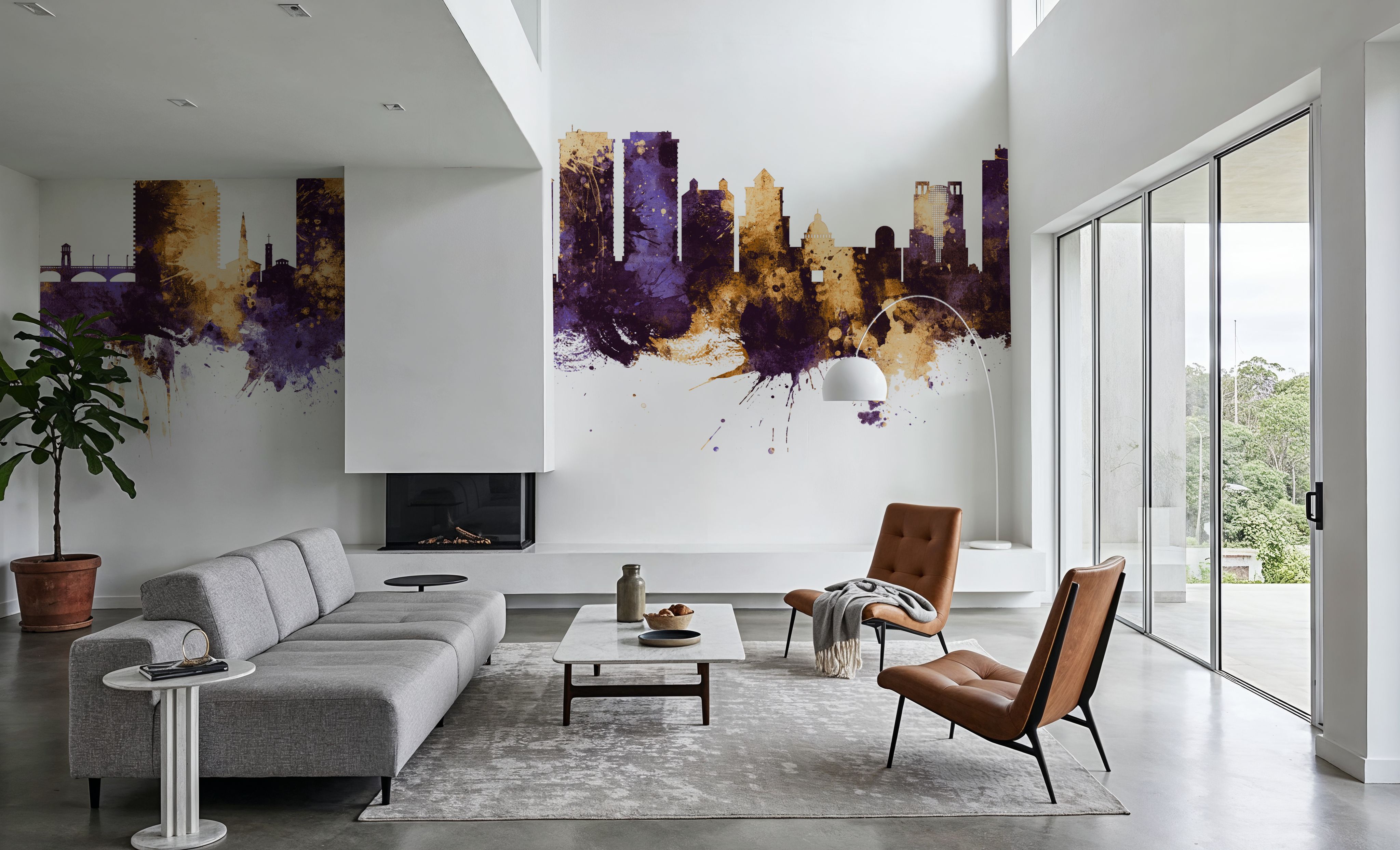 West Palm Beach Florida Skyline Purple & Gold