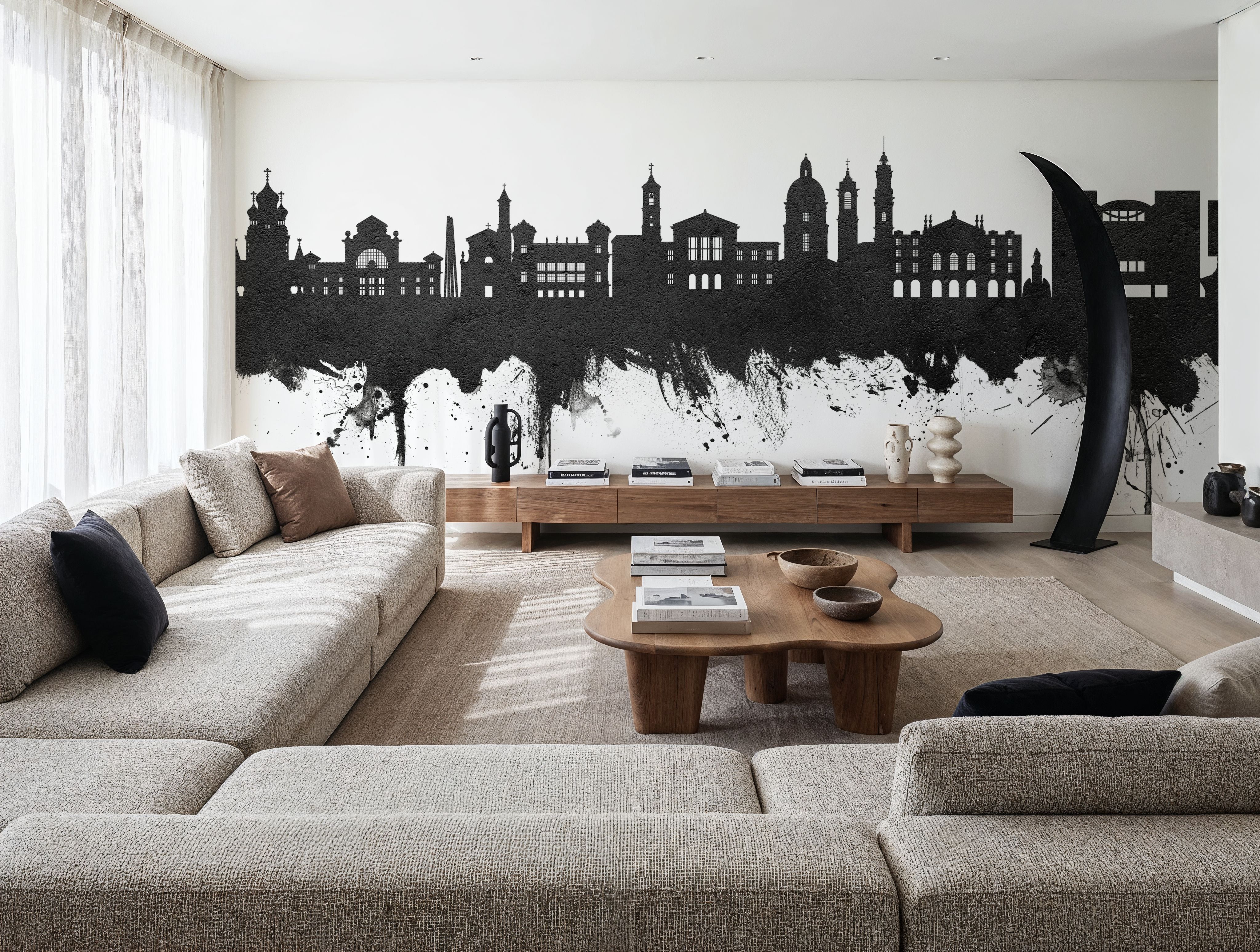 Nice France Skyline Black & White