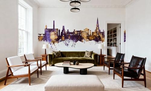 Bury England Skyline Purple & Gold