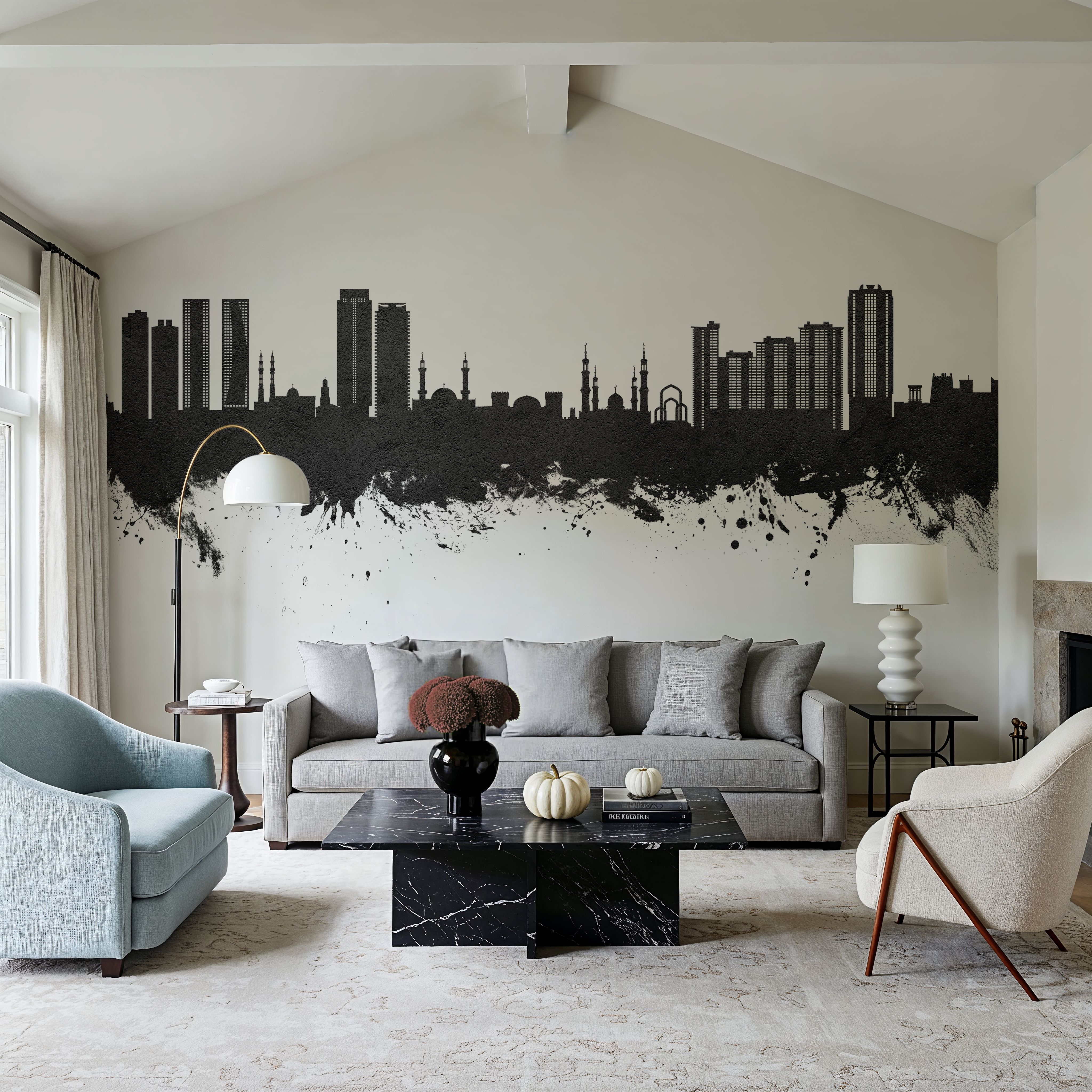 Ajman Skyline Black & White