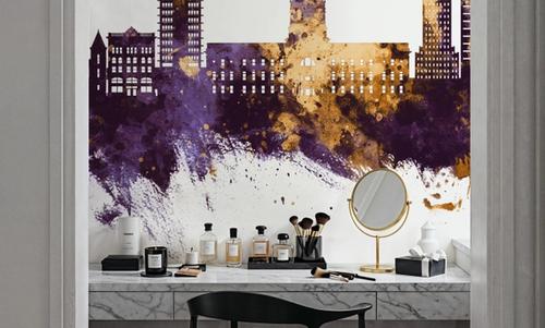 Fort Wayne Indiana Skyline Purple & Gold