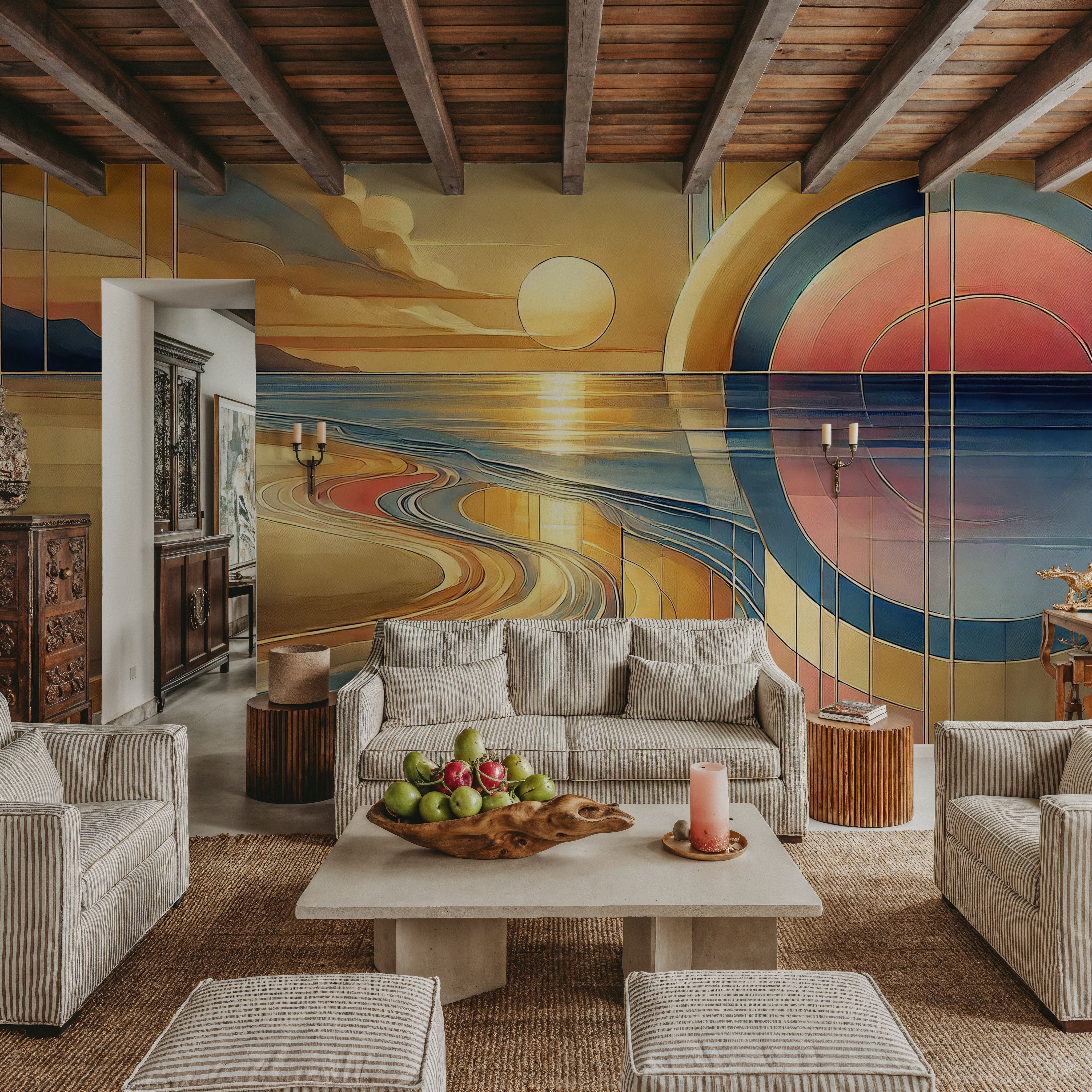 Sundown Serenity Scene in Art Deco