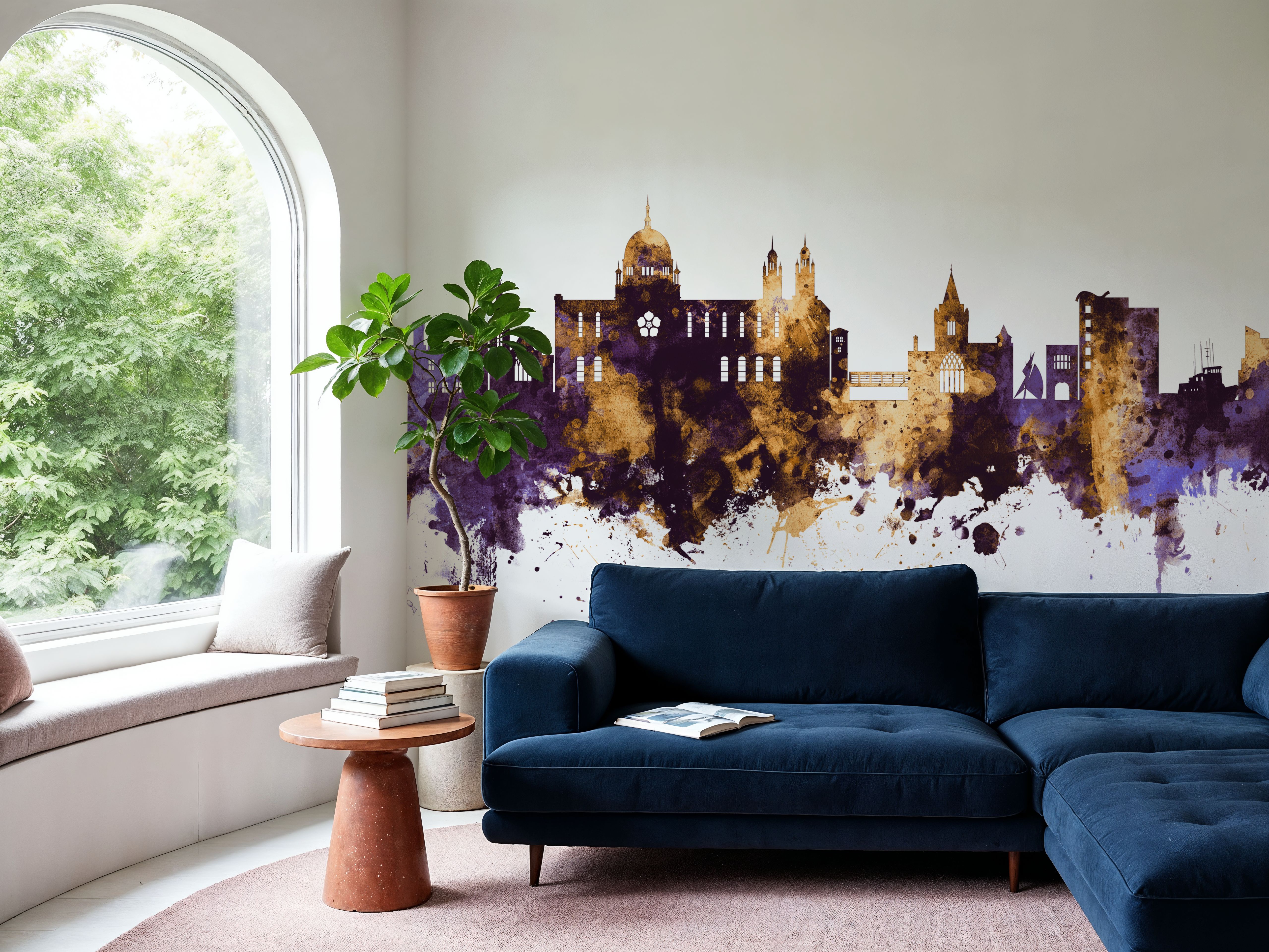 Galway Ireland Skyline Purple & Gold