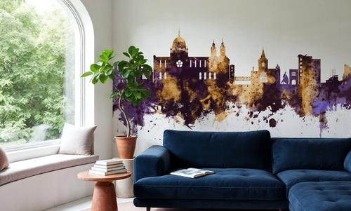 Galway Ireland Skyline Purple & Gold