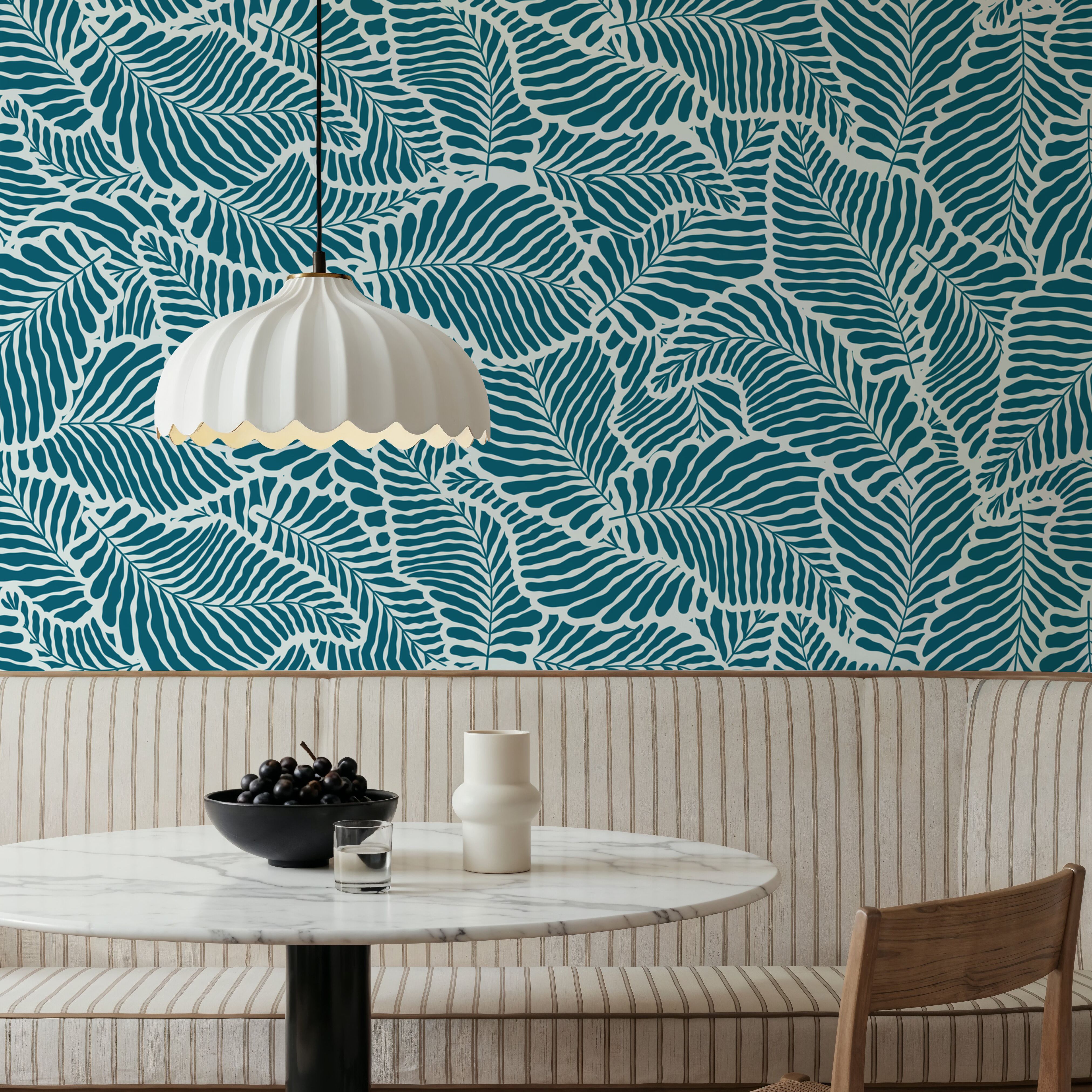 Fern Cut-Outs Pattern, Teal, Tapet