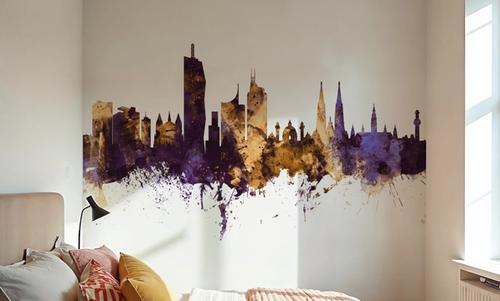 Vienna Austria Skyline Purple & Gold