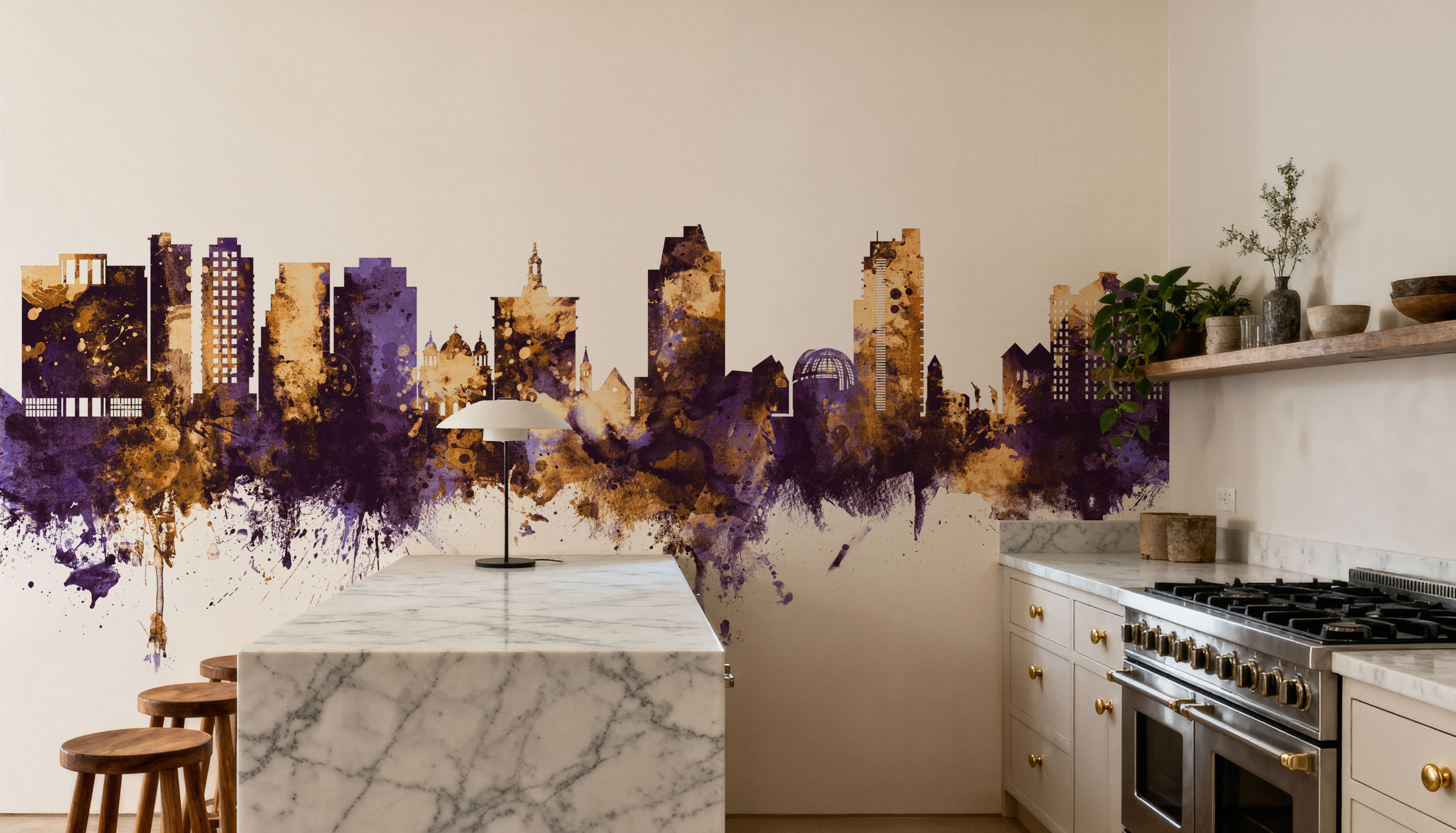 San Jose California Skyline Purple & Gold