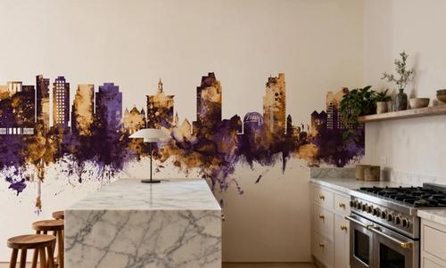 San Jose California Skyline Purple & Gold