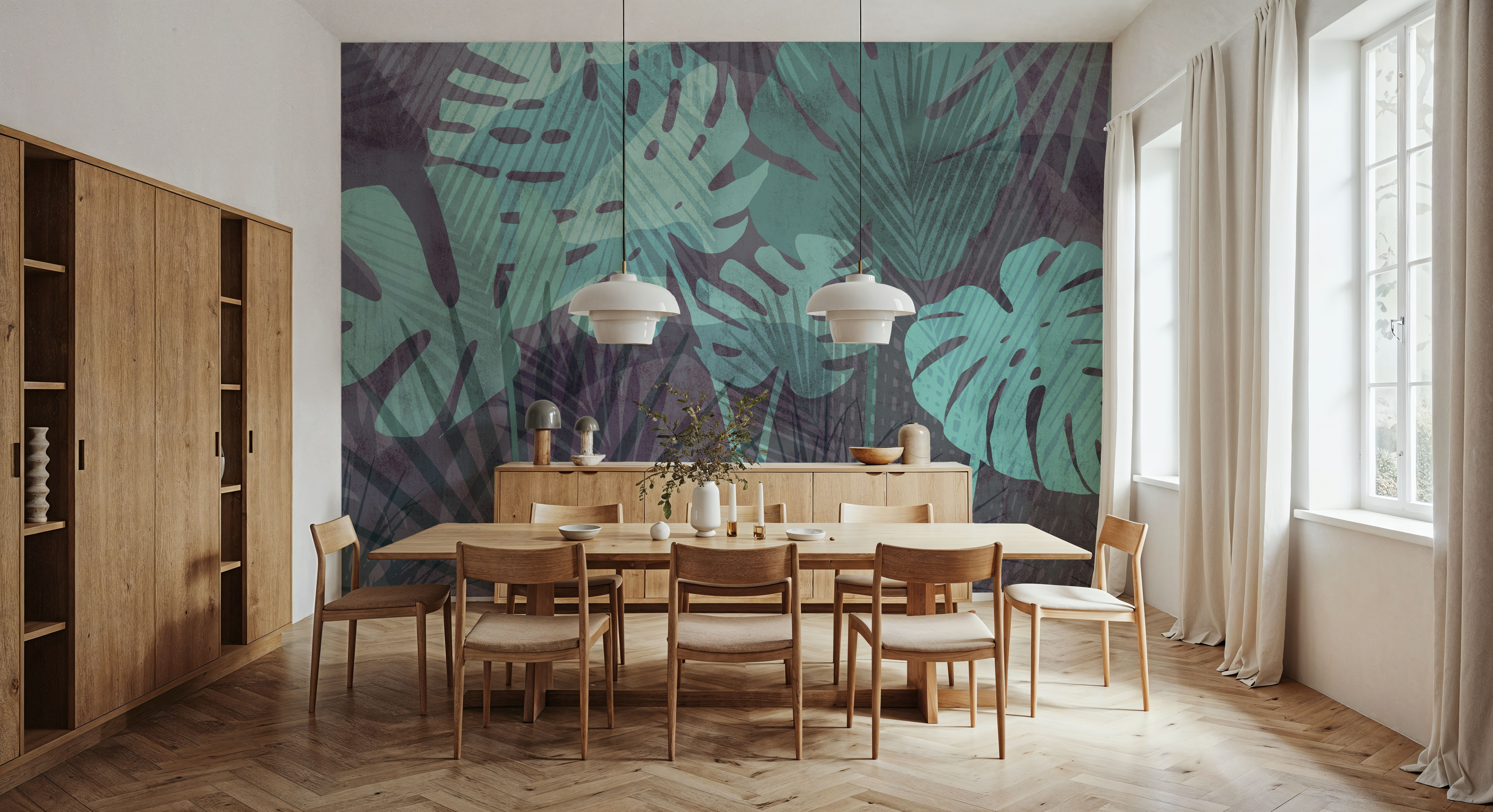 Big Monstera Leaves, Cyan