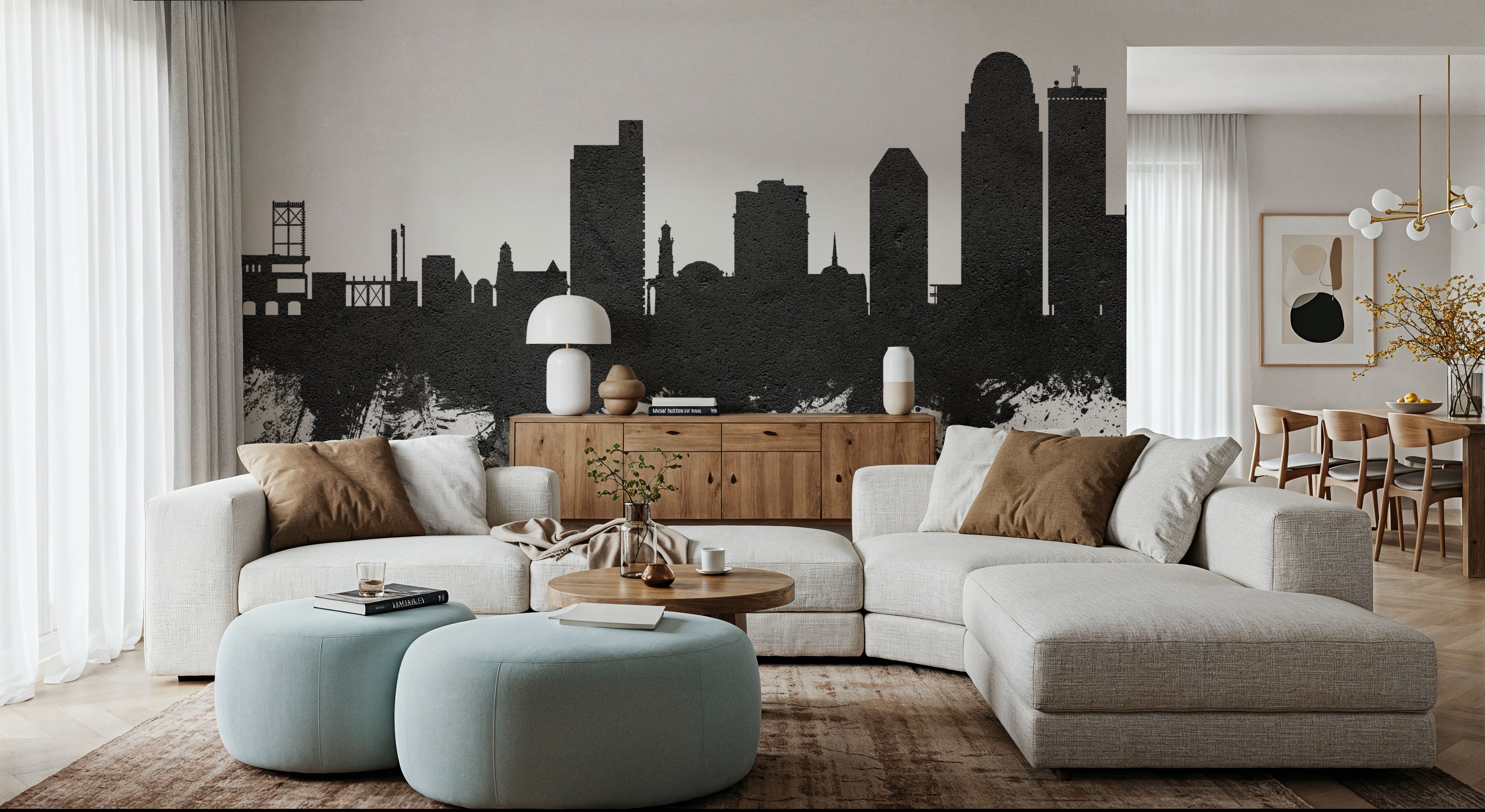 Winston-Salem North Carolina Skyline Black & White, Wallpaper