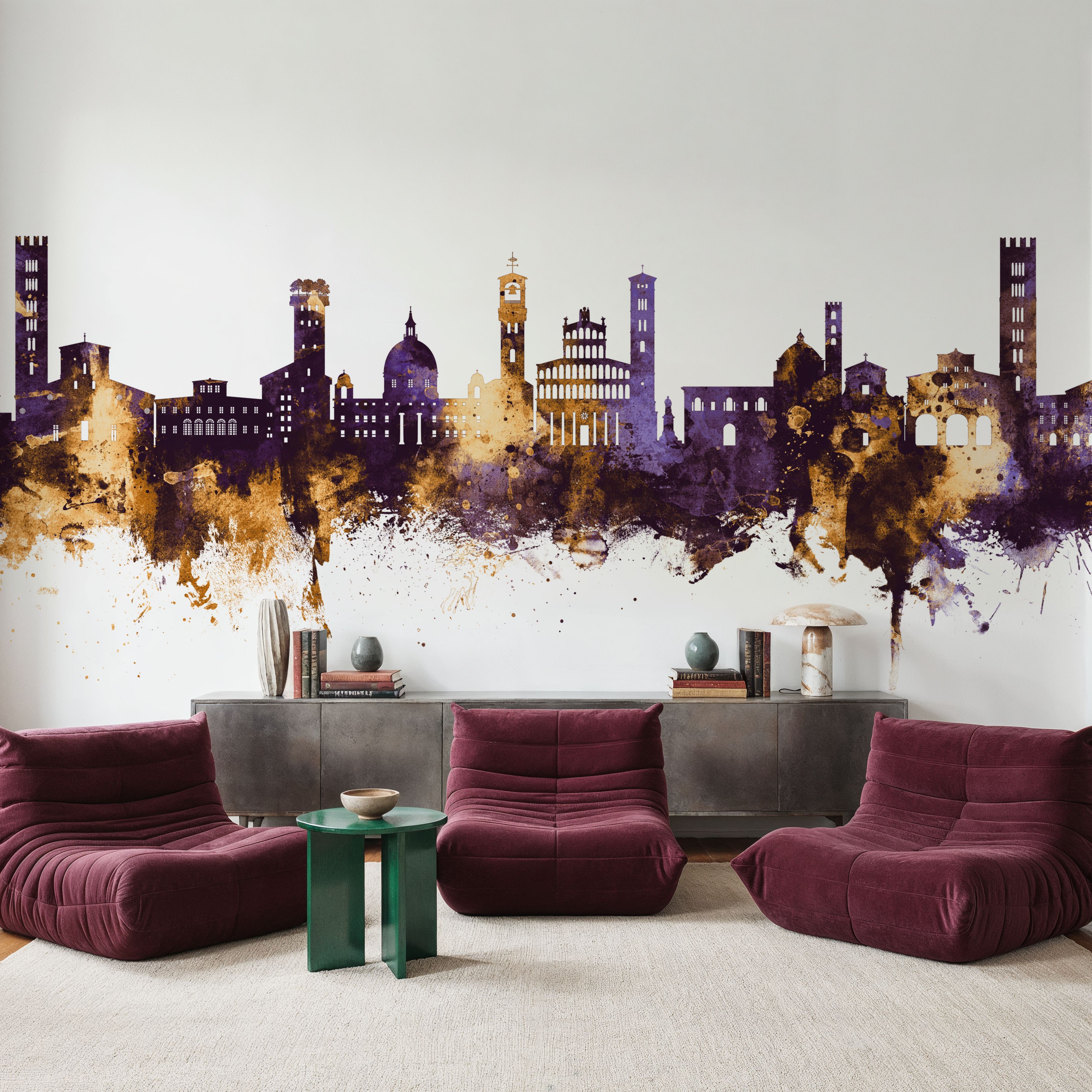 Lucca Italy Skyline Purple & Gold