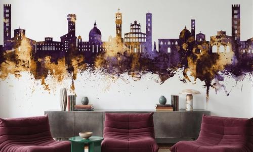 Lucca Italy Skyline Purple & Gold