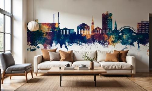 Charlottesville Virginia Skyline Blue & Bronze