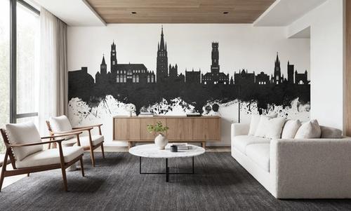Bruges Belgium Skyline Black & White
