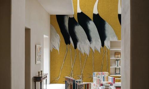 Flock of Traditional Japanese Red Crown Crane