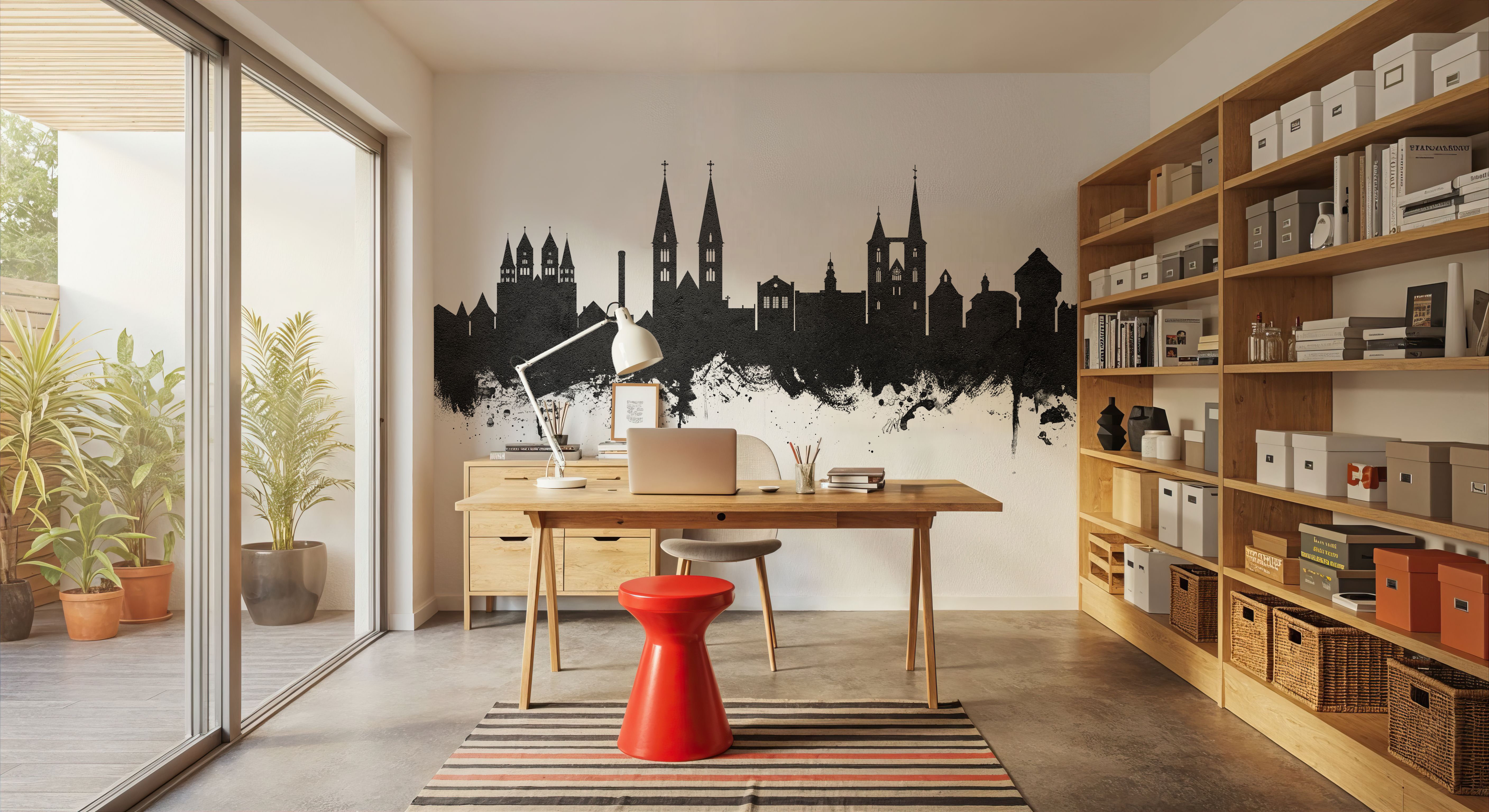 Halberstadt Germany Skyline Black & White, Tapeten