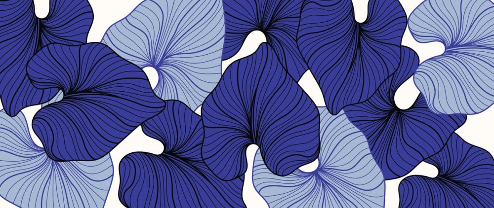Graphic illustration of blue leaves