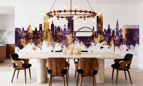 Sunderland England Skyline Purple & Gold