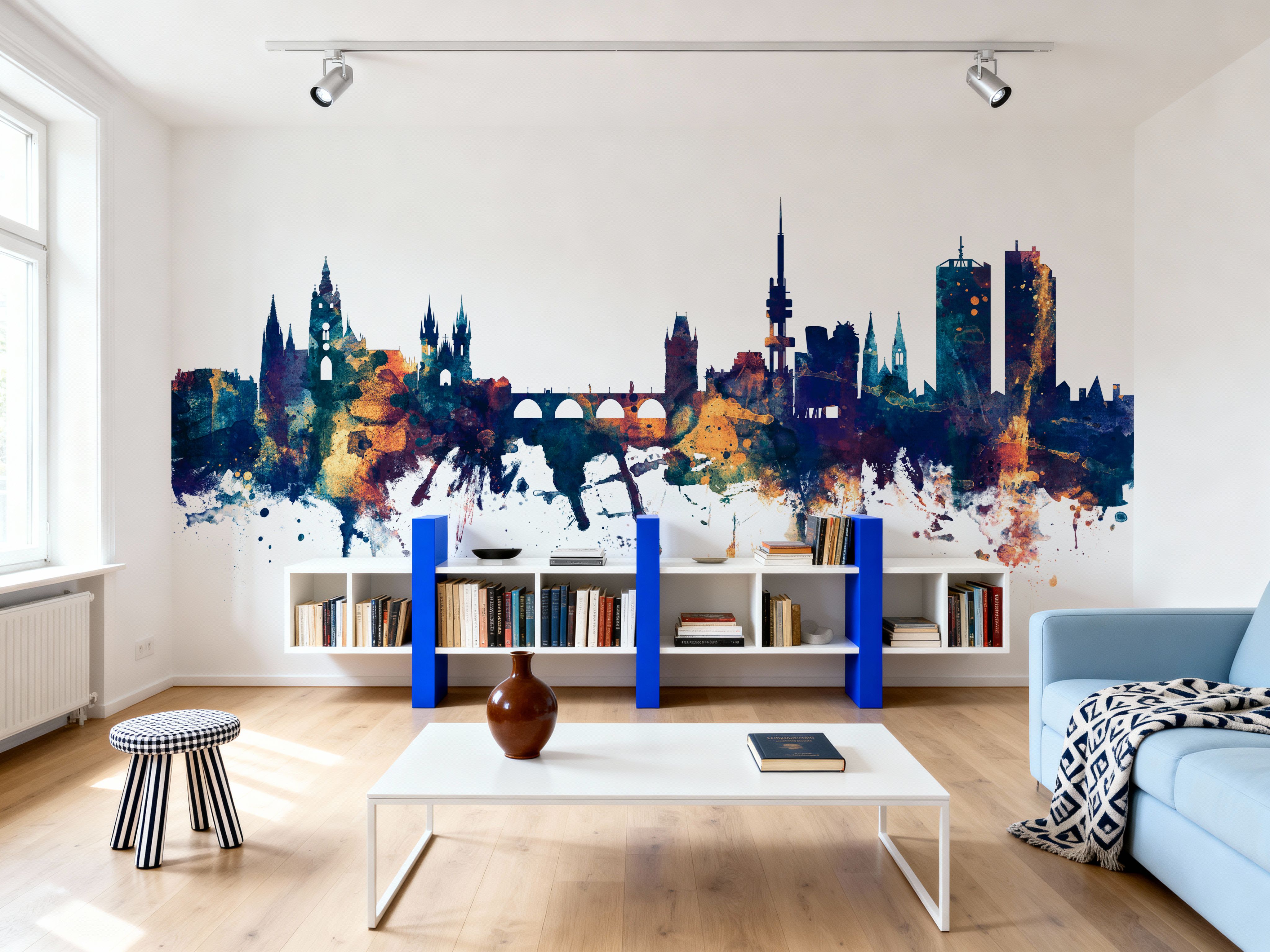 Prague (Praha) Czech Republic Skyline Blue & Bronze
