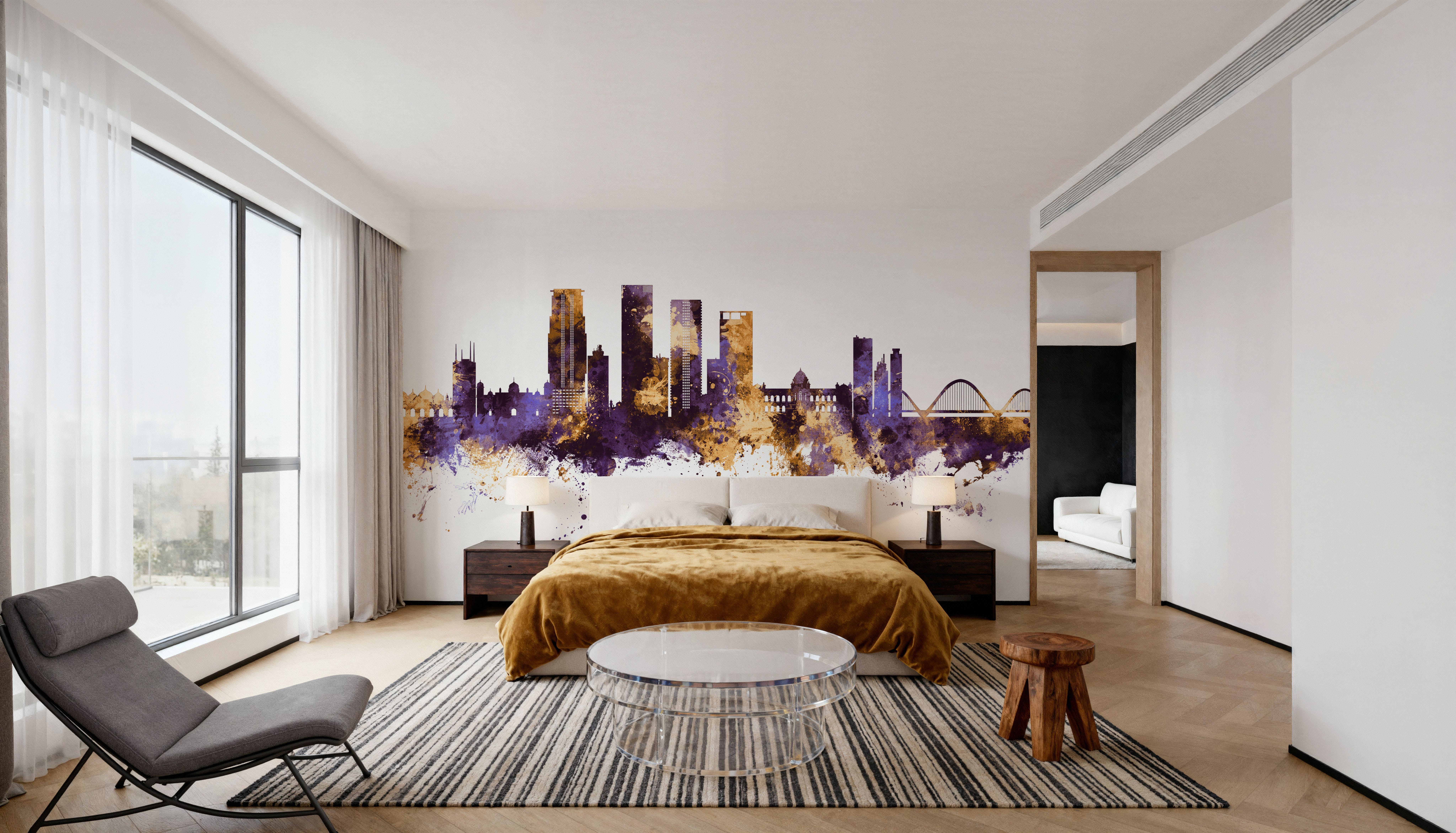 Dhaka Bangladesh Skyline Purple & Gold