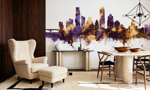Austin Texas Skyline Purple & Gold
