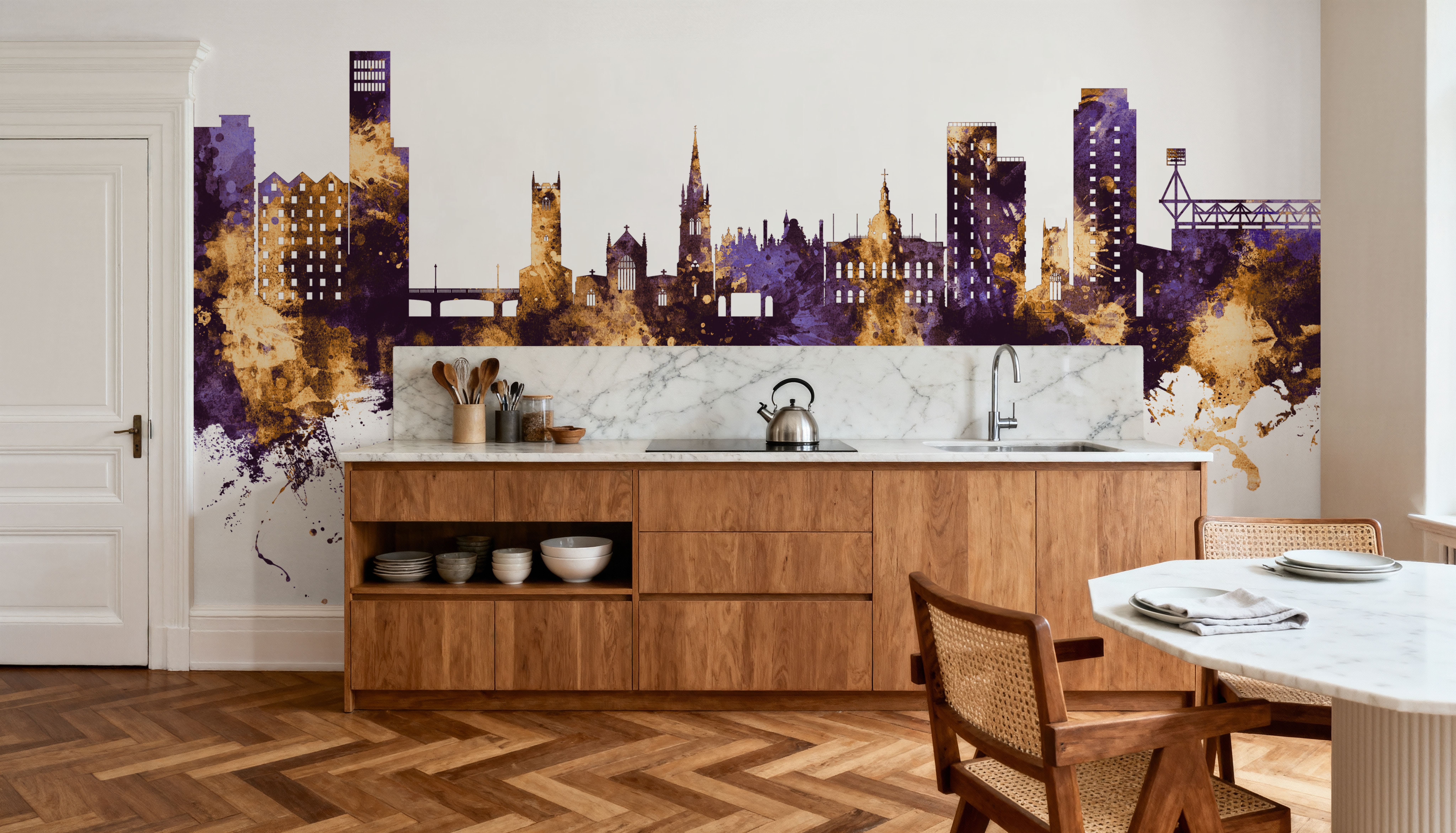 Ipswich England Skyline Purple & Gold