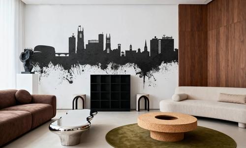 Derby England Skyline Black & White