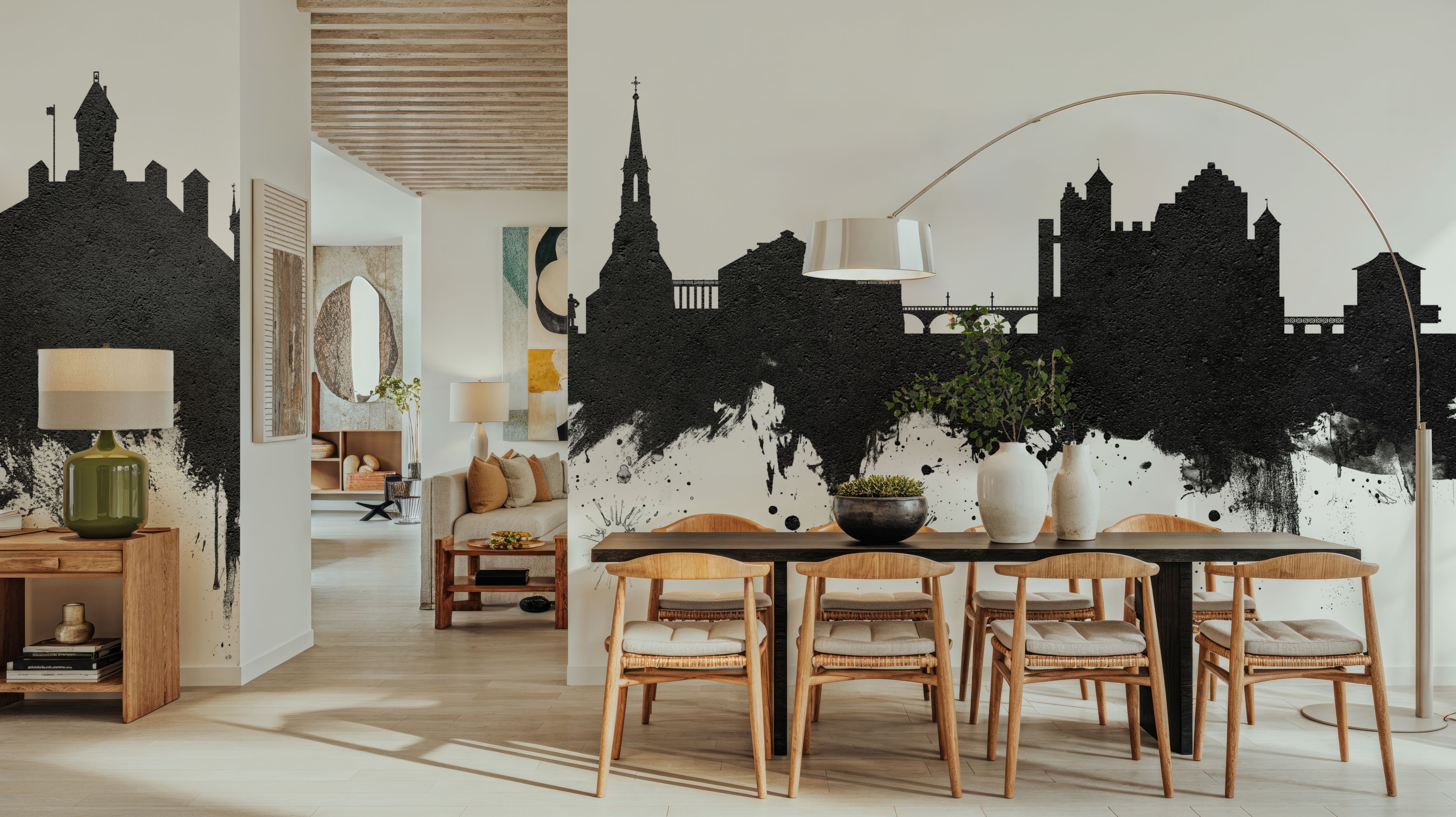 Schaffhausen Switzerland Skyline Black & White, Wallpaper