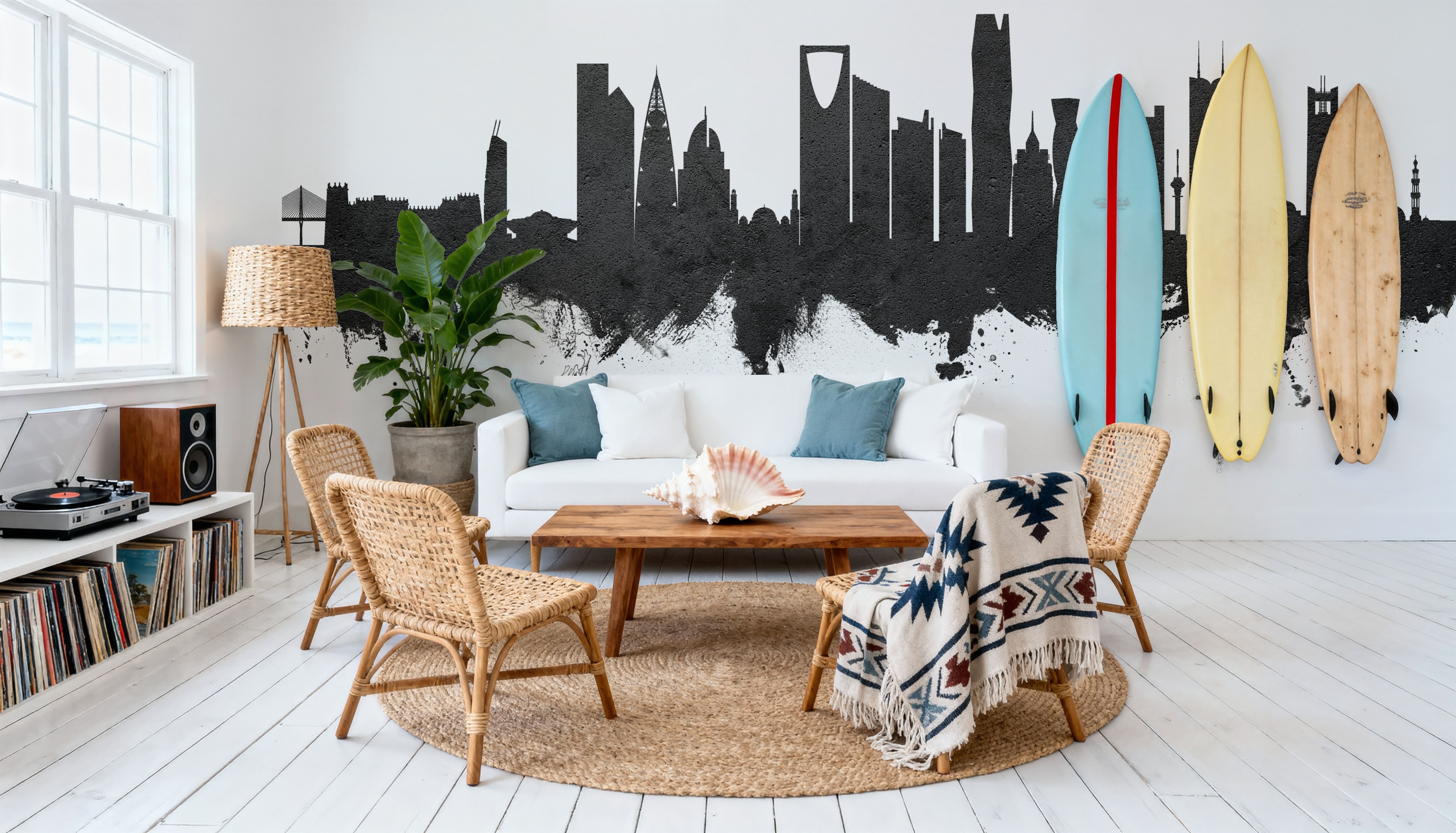 Riyadh Saudi Arabia Skyline Black & White