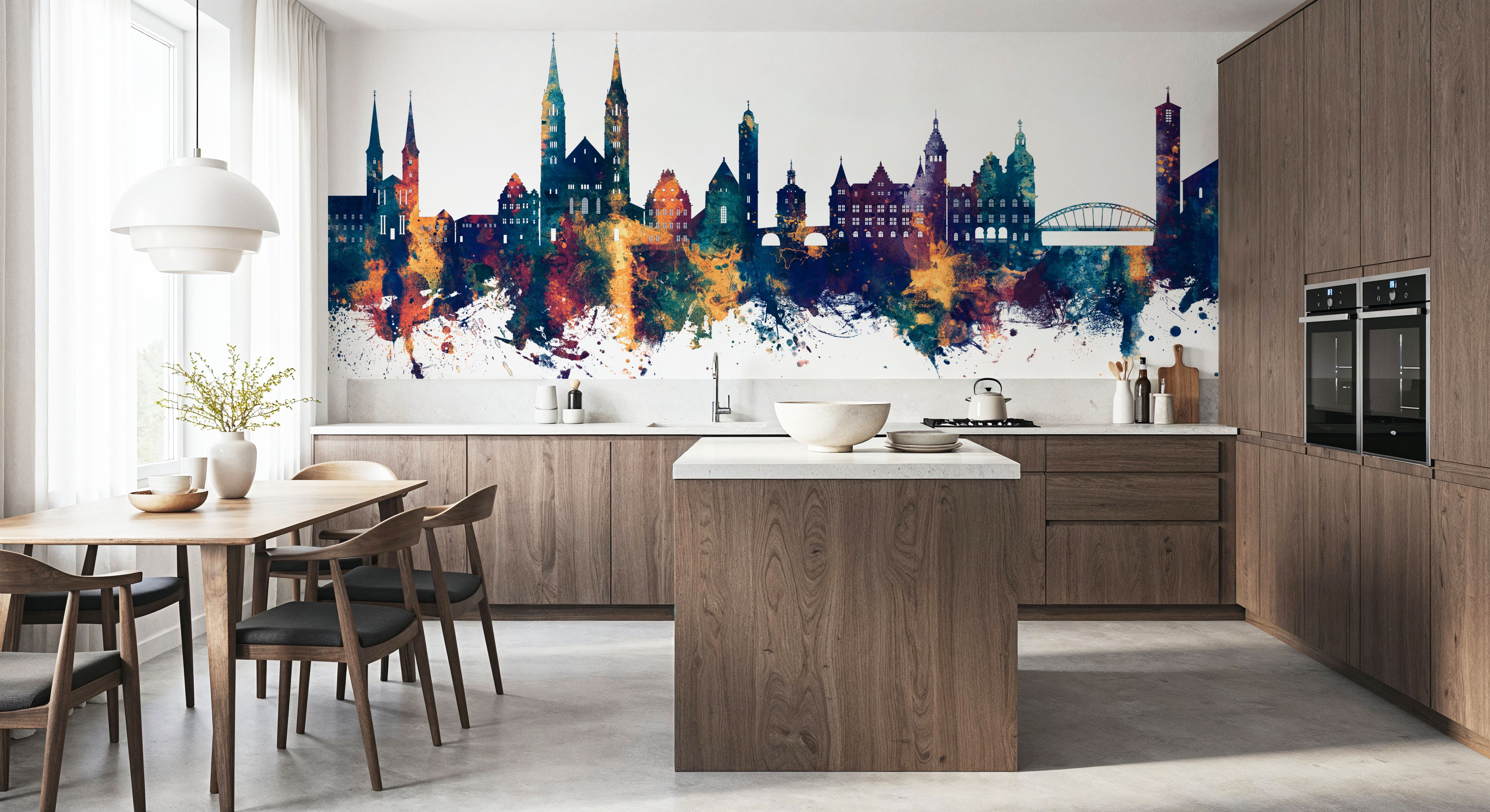 Bamberg Germany Skyline Blue & Bronze, Tapeten