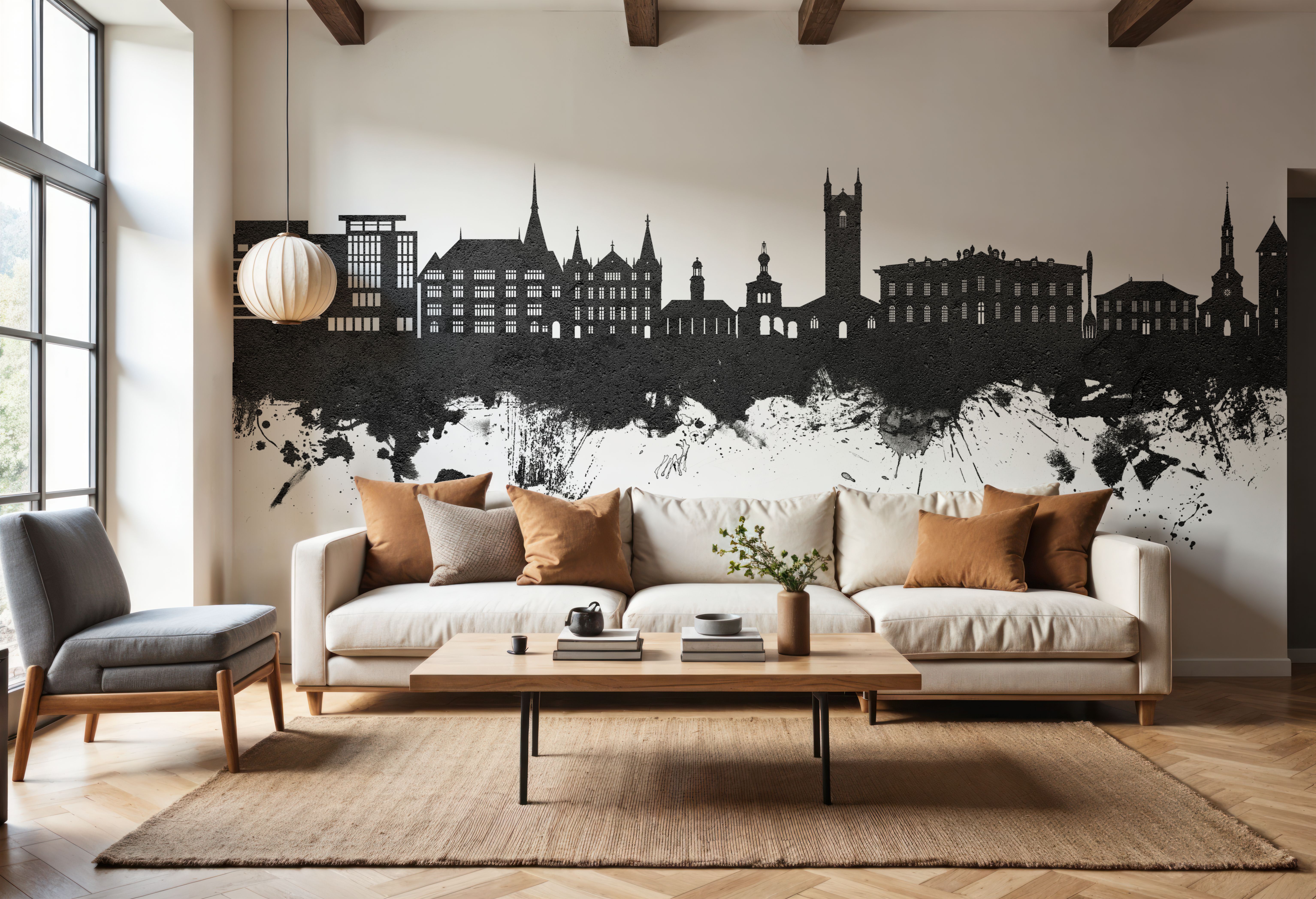 Vevey Switzerland Skyline Black & White