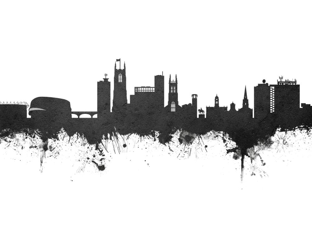 Derby England Skyline Black & White 