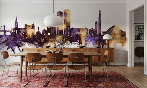 Grenoble Skyline Purple & Gold