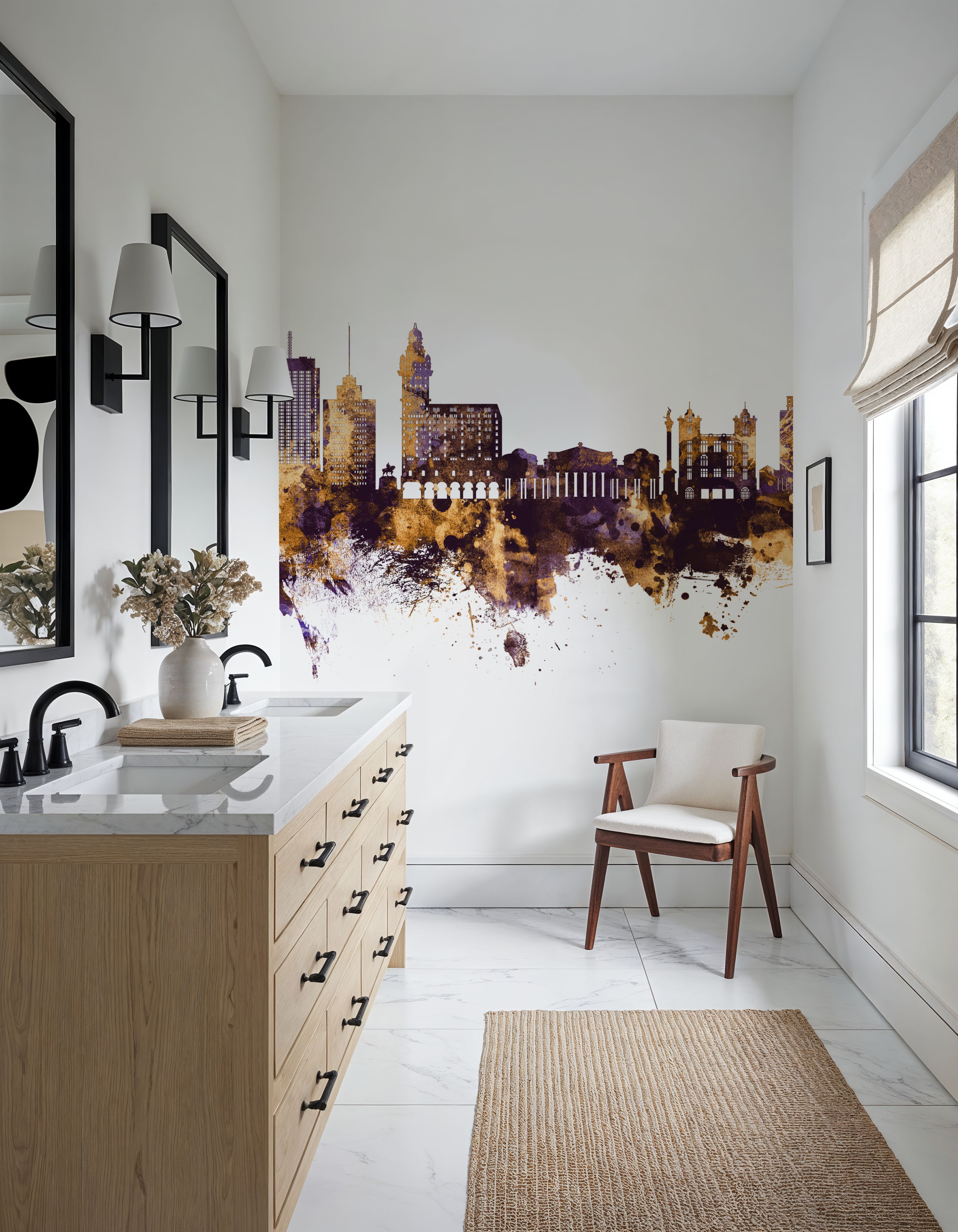 Montevideo Uruguay Skyline Purple & Gold