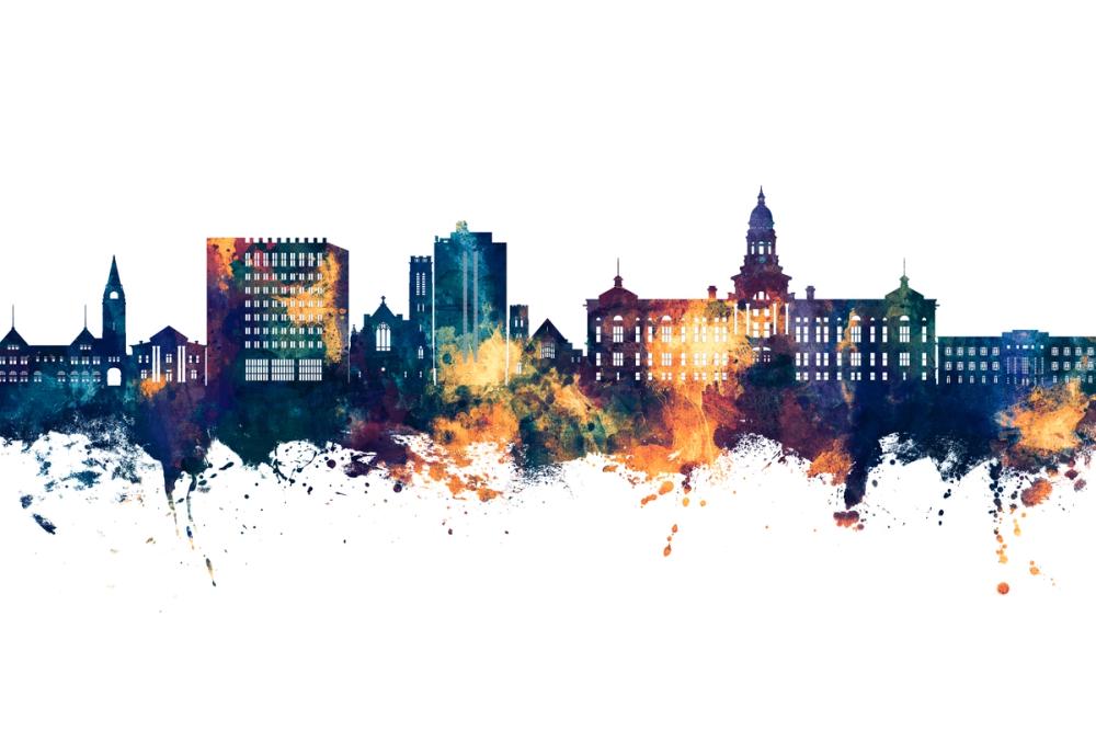 Cheyenne Wyoming Skyline Blue & Bronze