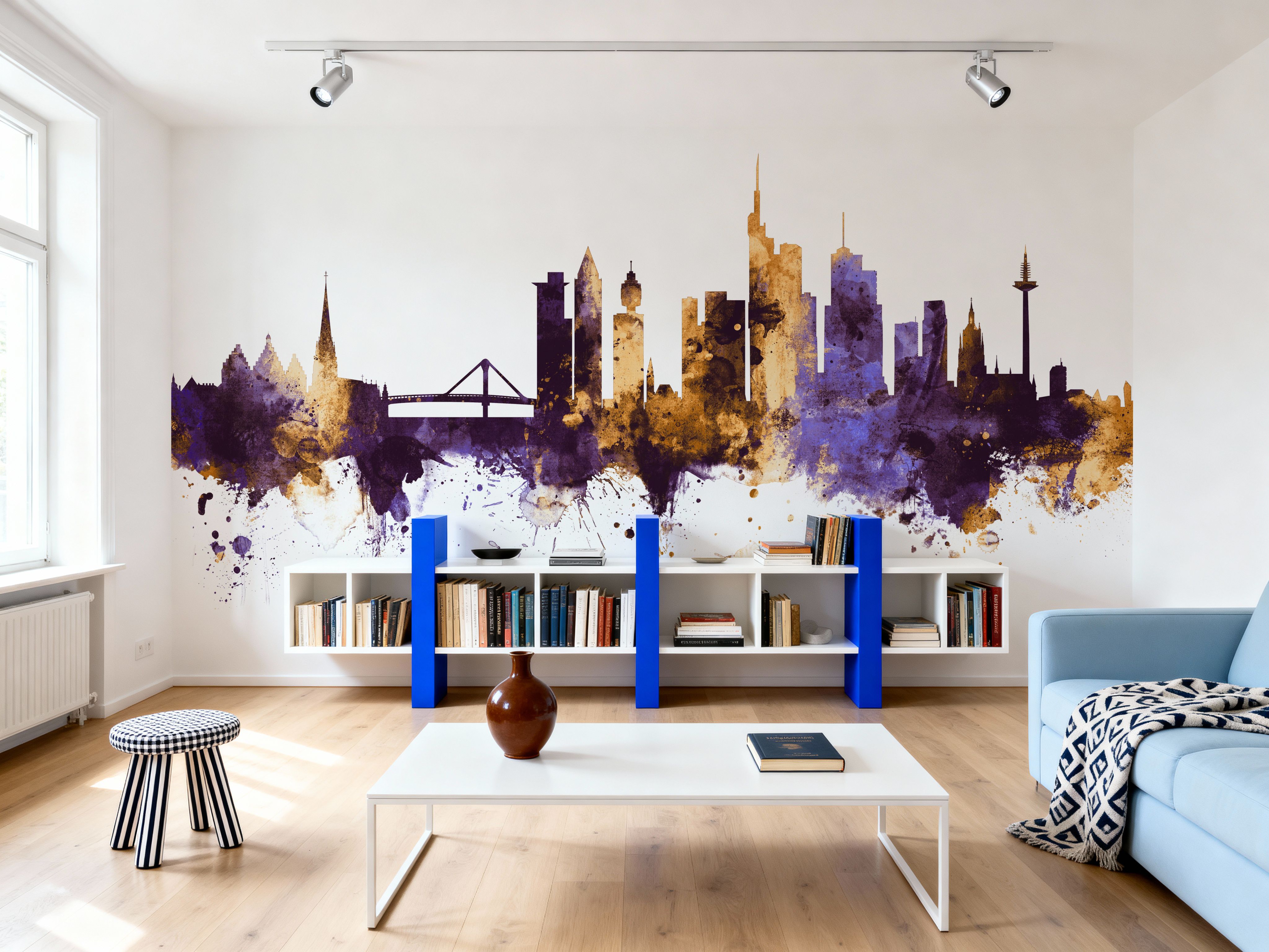 Frankfurt Skyline Purple & Gold