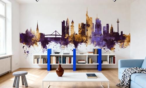 Frankfurt Skyline Purple & Gold