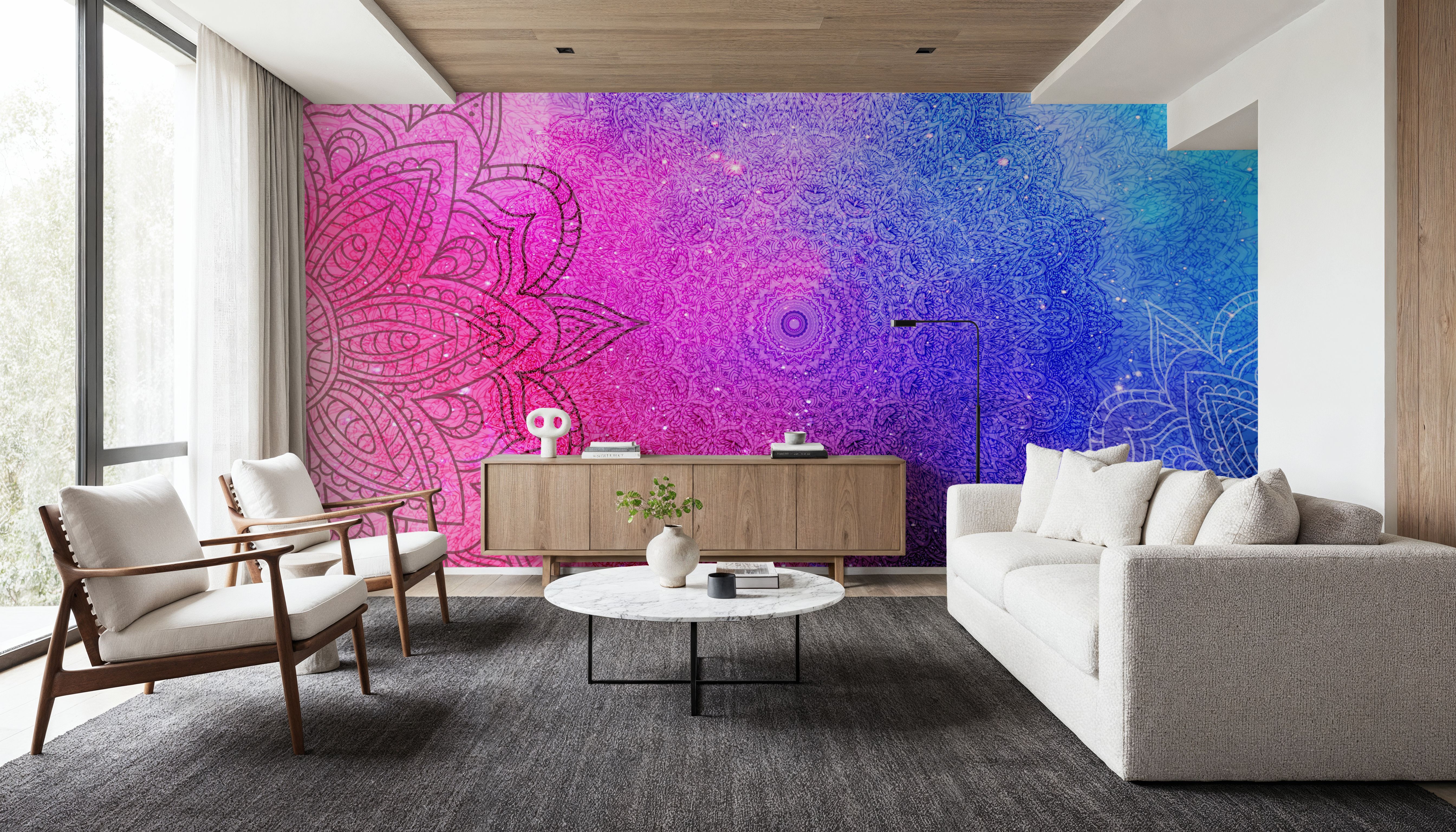 Mandala, Blue & Pink