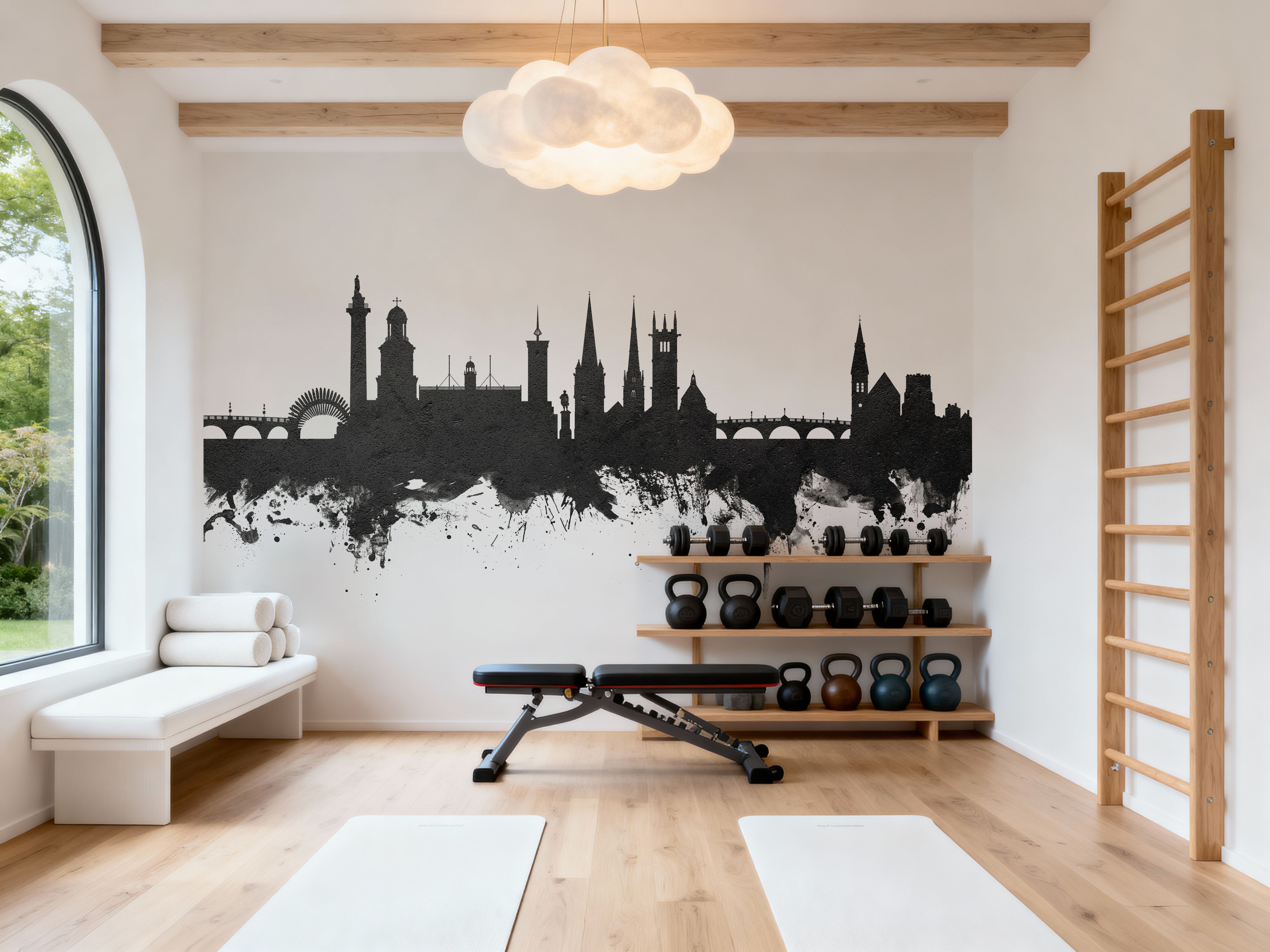 Shrewsbury England Skyline Black & White, Wallpaper