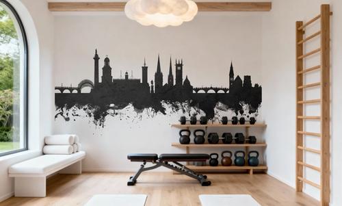 Shrewsbury England Skyline Black & White