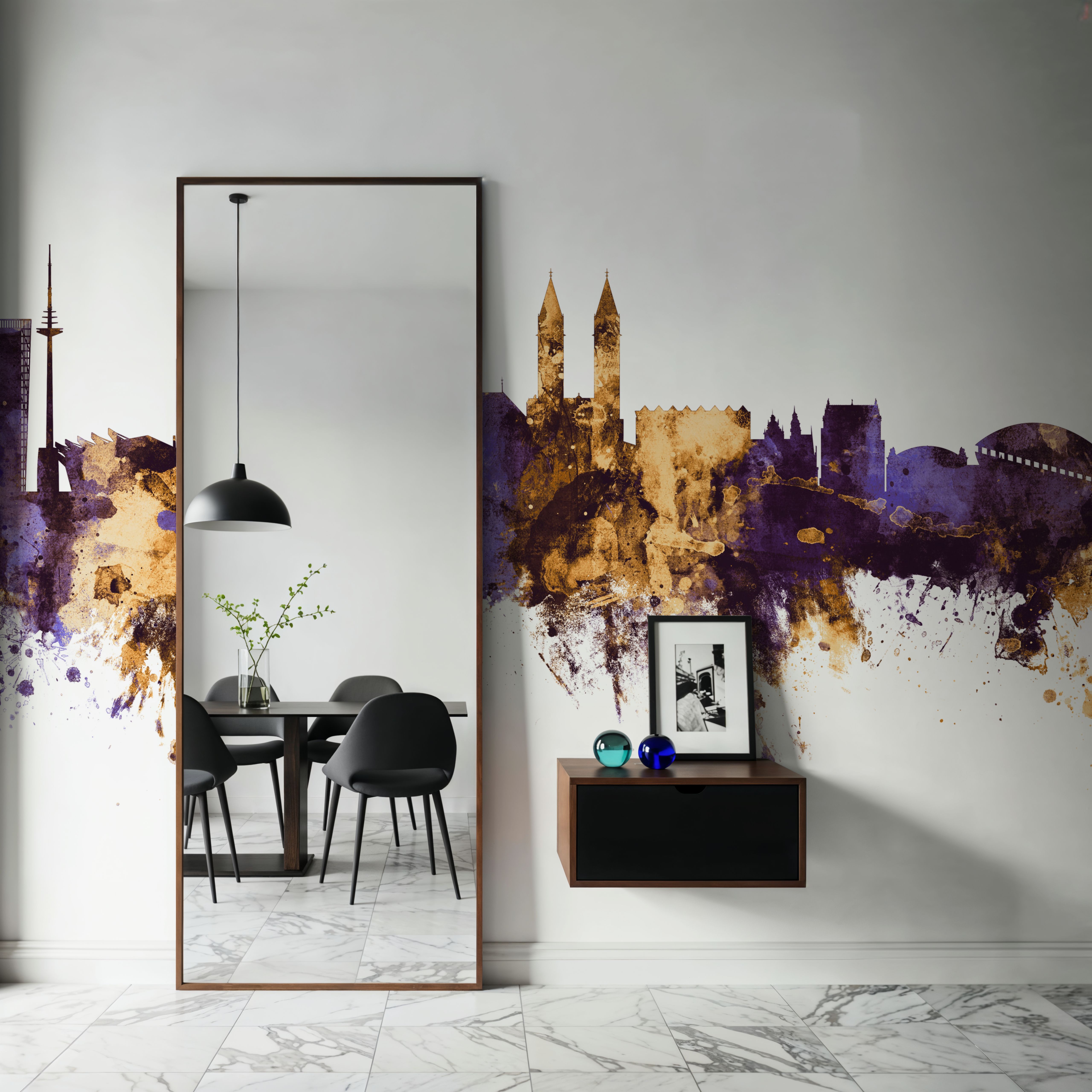 Bremen Germany Skyline Purple & Gold