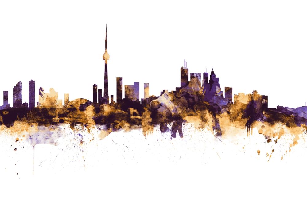 Toronto Canada Skyline Purple & Gold