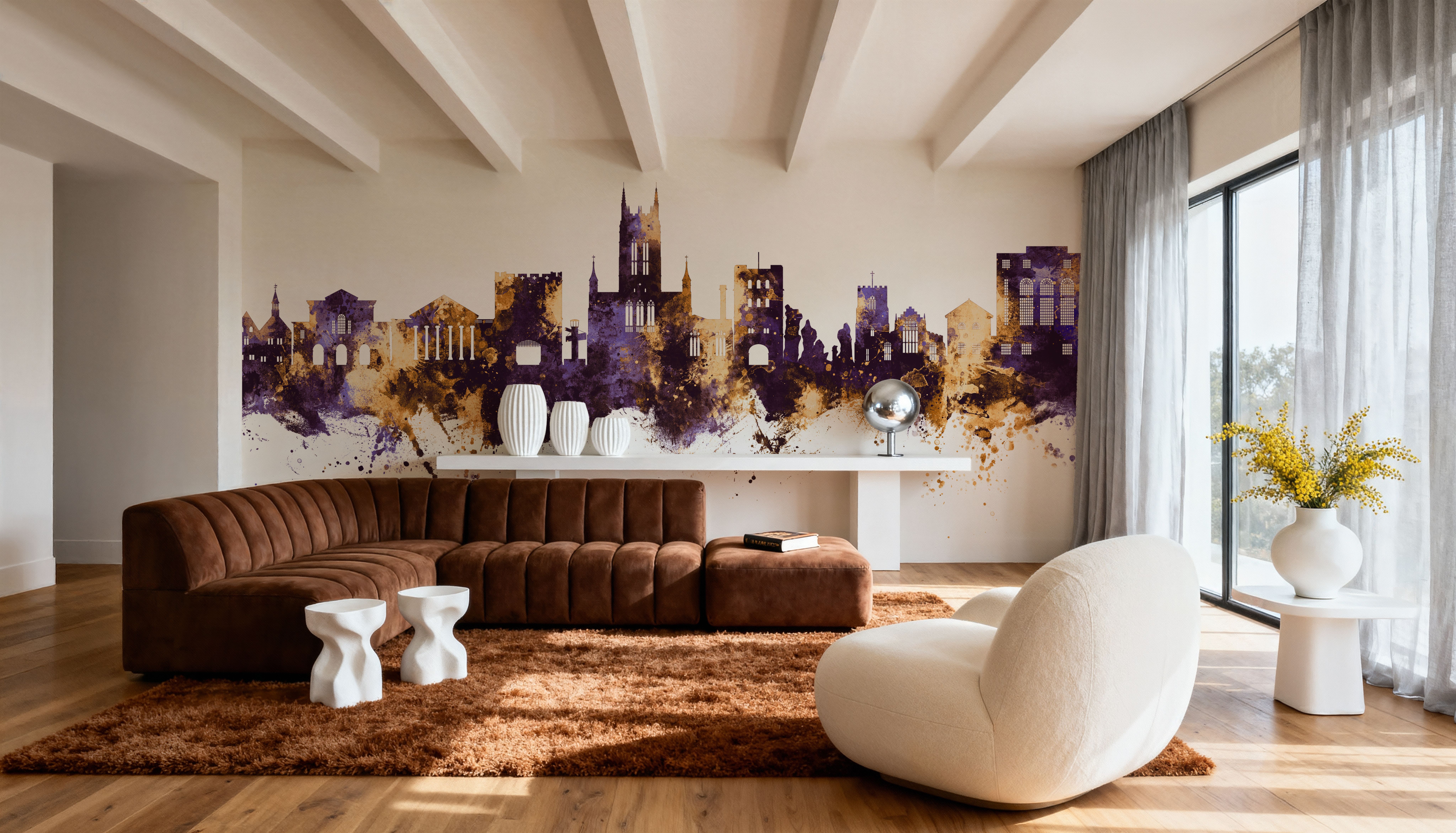 Bury St Edmunds England Skyline Purple & Gold