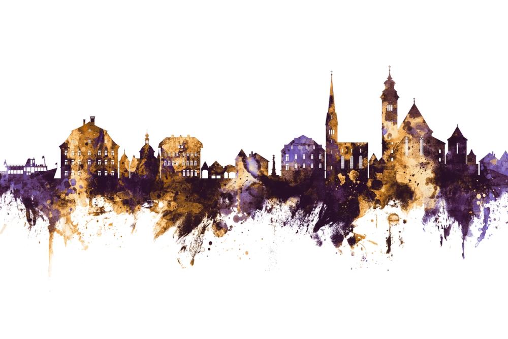 Hallstatt Austria Skyline Purple & Gold