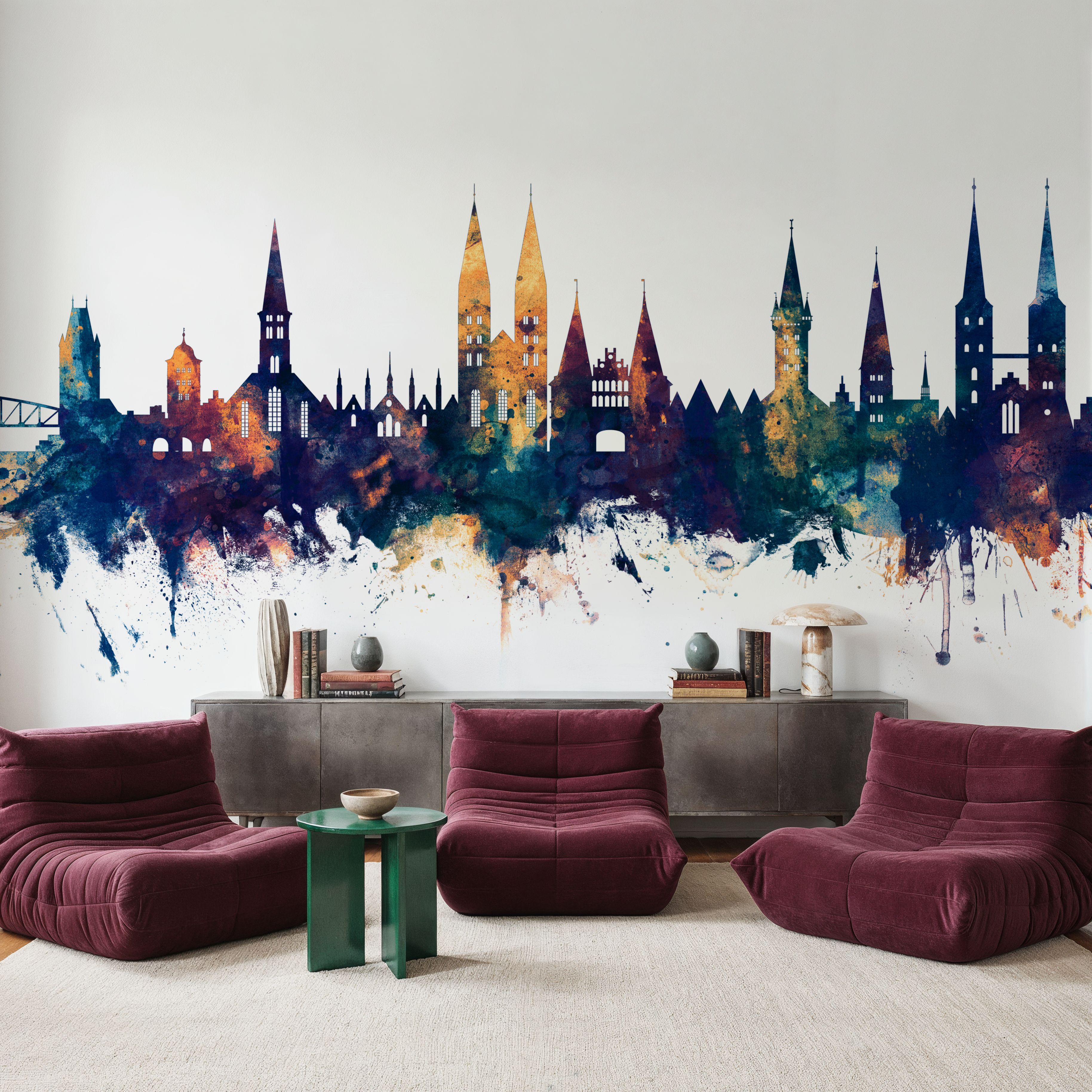 Lubeck Germany Skyline Blue & Bronze