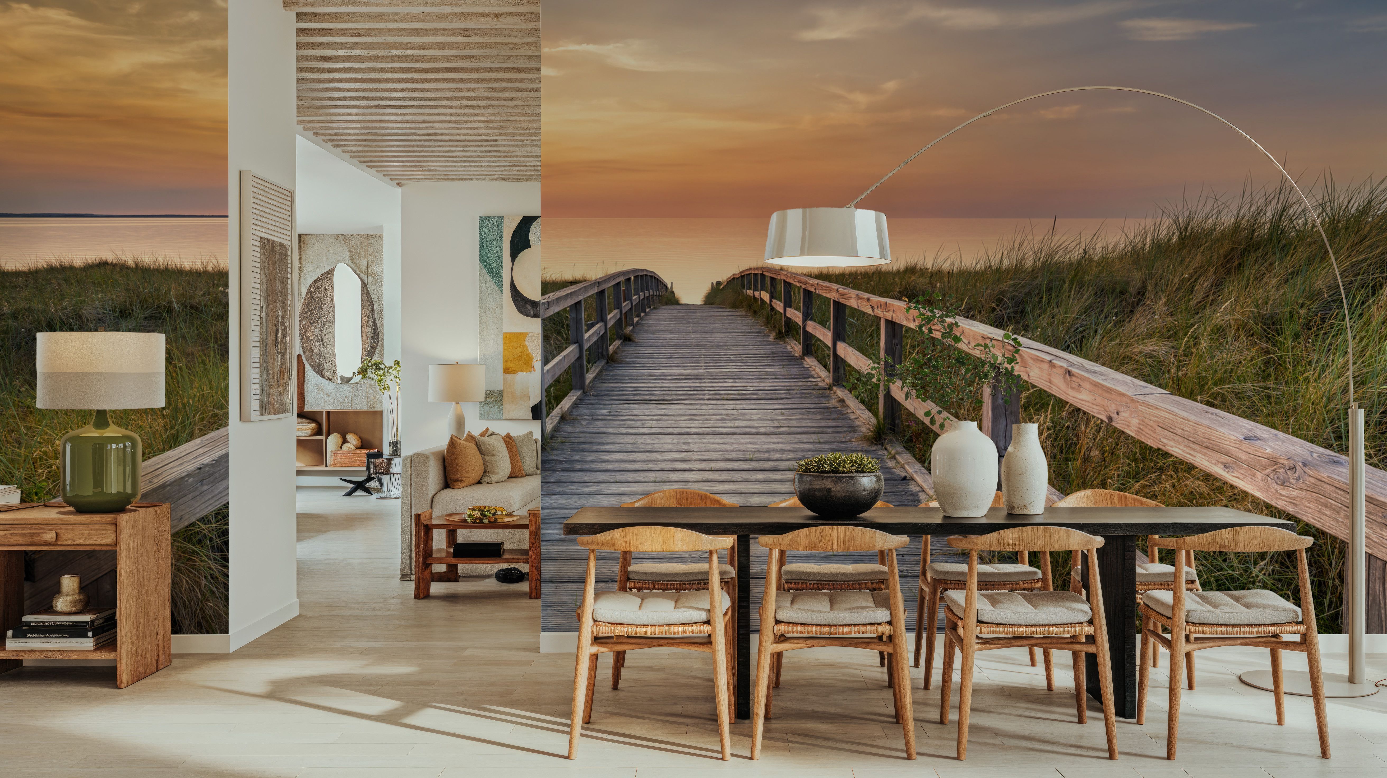 Baltic Boardwalk Pink, Wallpaper