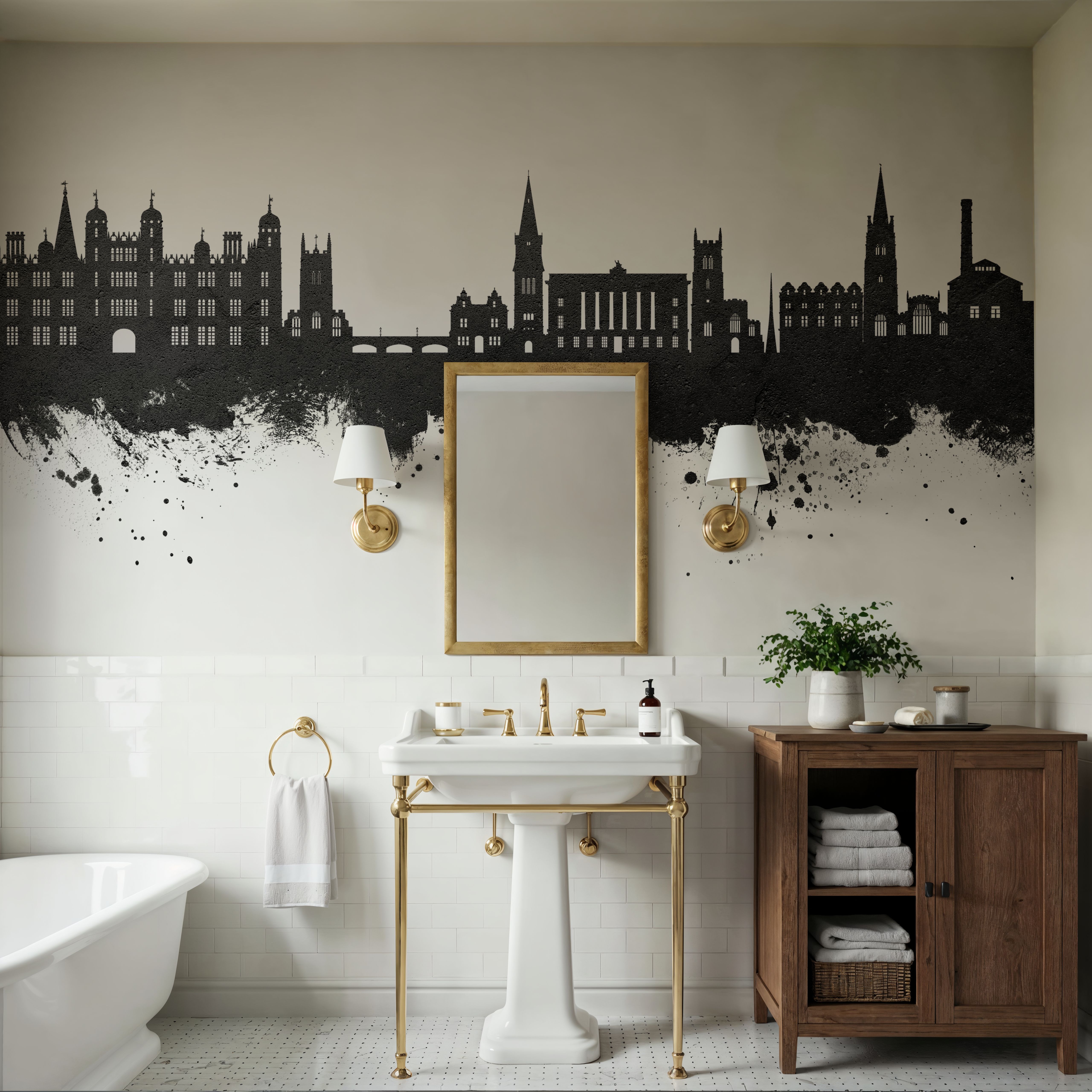 Stamford England Skyline Black & White