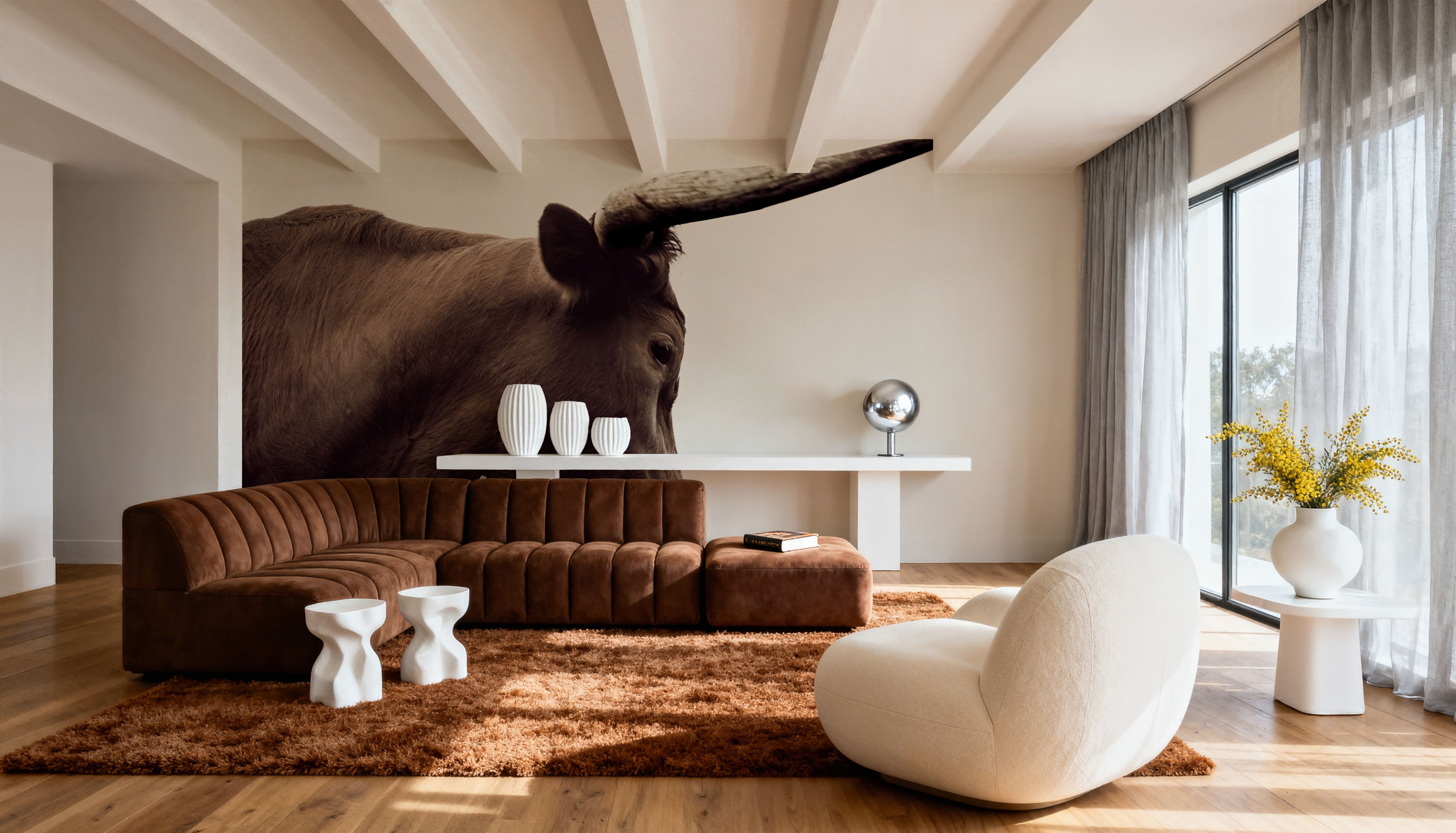 Longhorn Sunset Graze Sepia