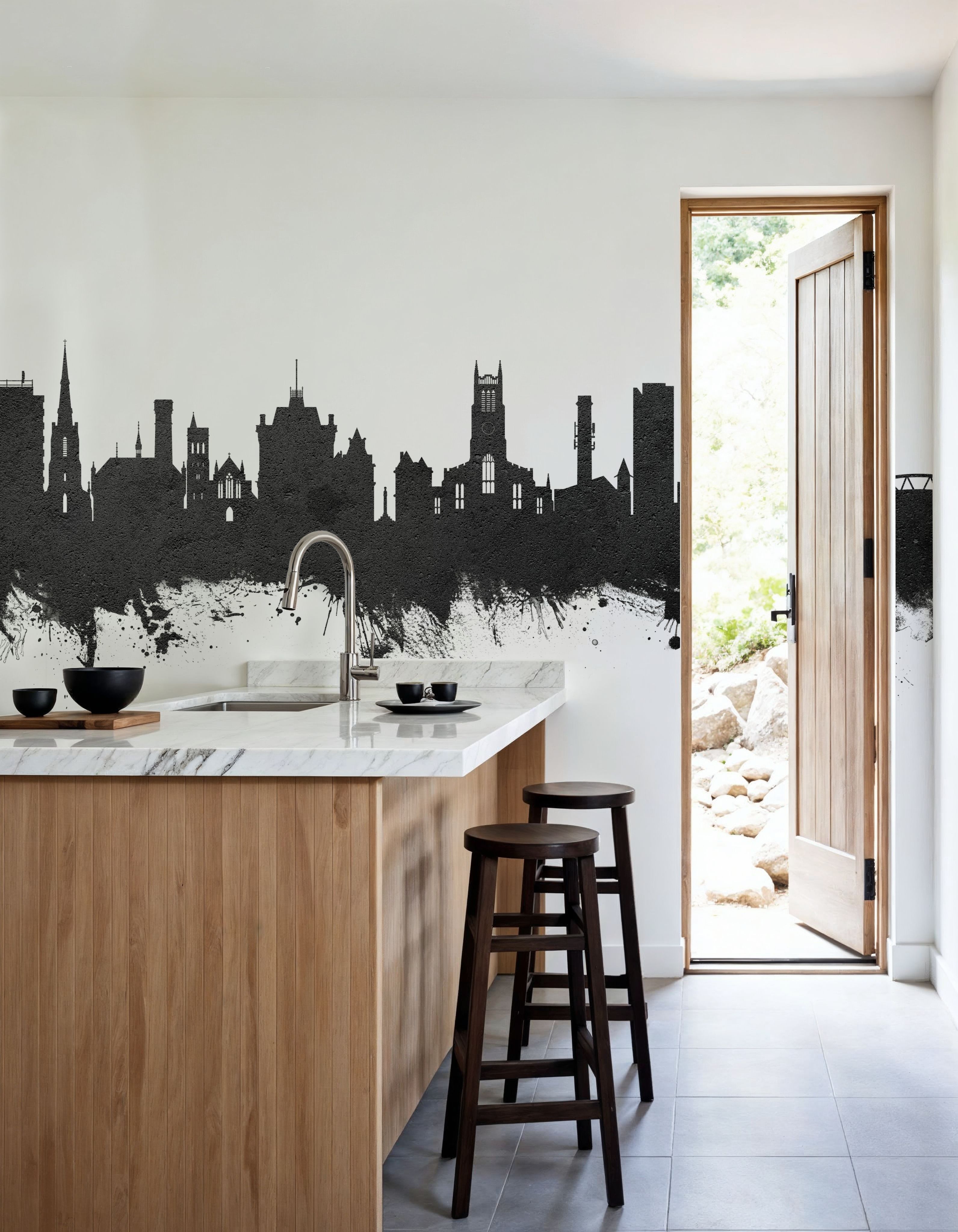 Huddersfield England Skyline Black & White