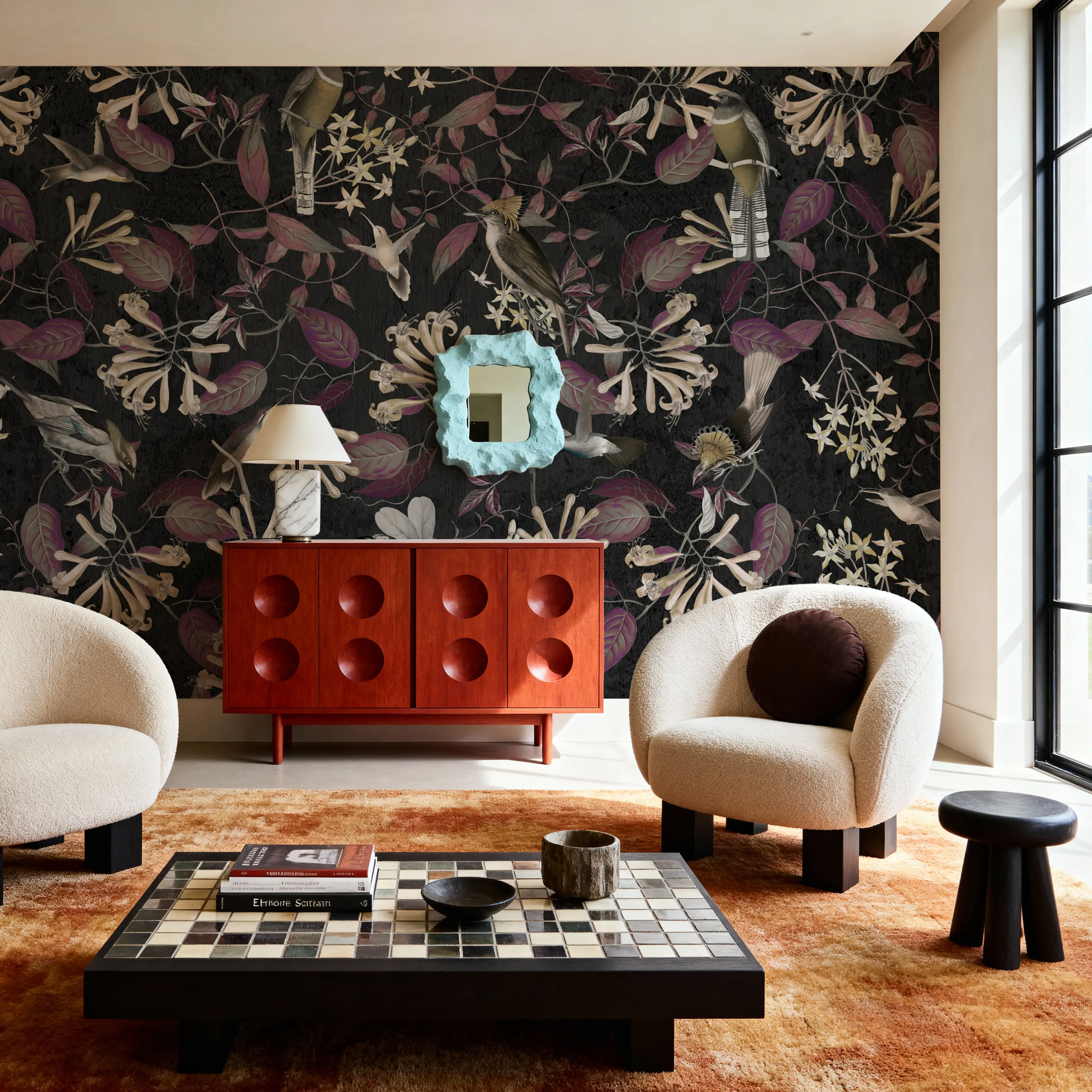 Papier Peint Panoramique - Tescoma Birds of Beauty - Oiseaux Nature - Violet - Couloir et escaliers - Wallism Belgique